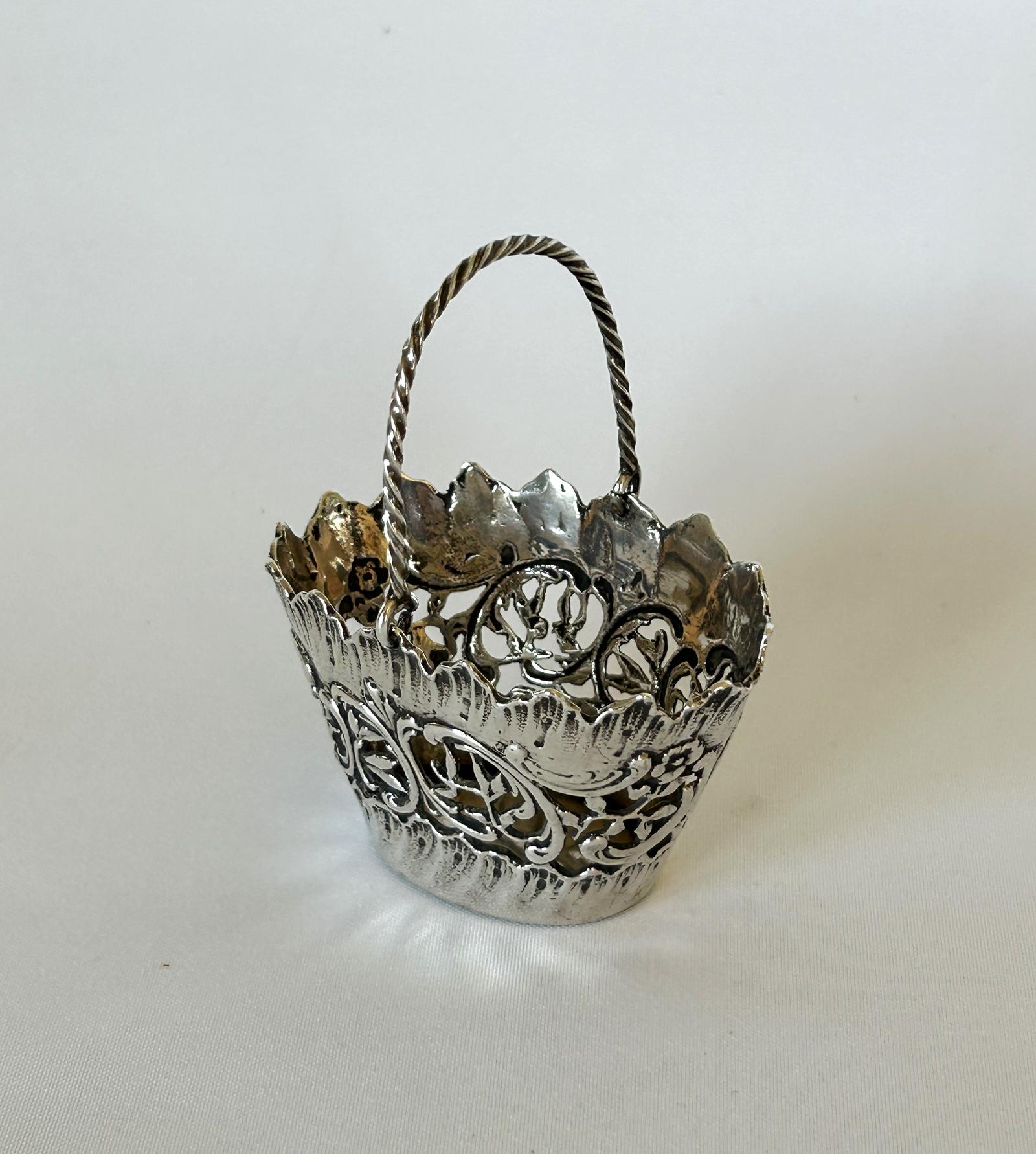 Charming Miniature Silver Swing Handled Basket (1 of 6)