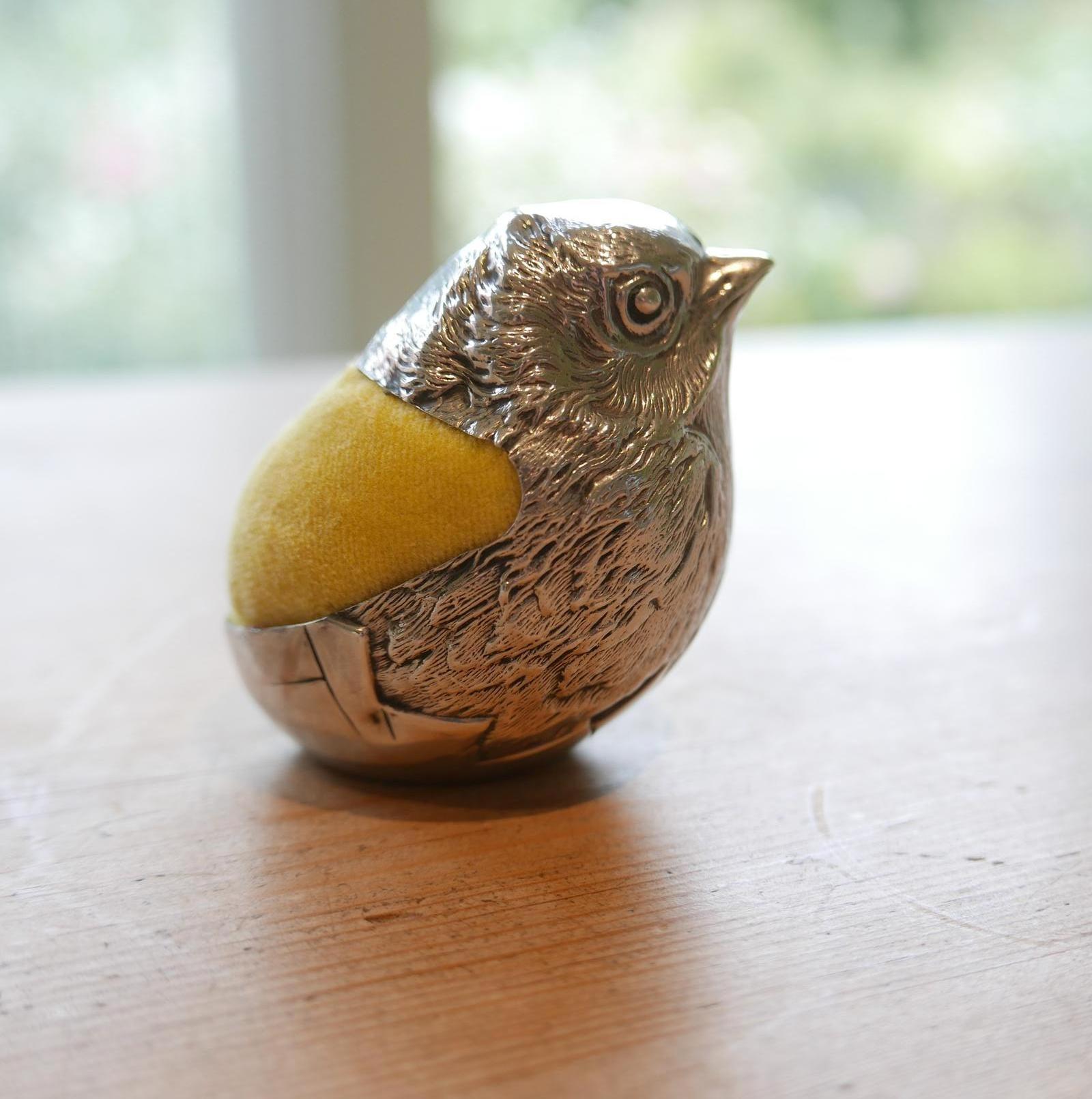 Small Antique Silver Chick Pin Cushion (1 of 1) Small Antique Silver Chick Pin Cushion (1 of 1)