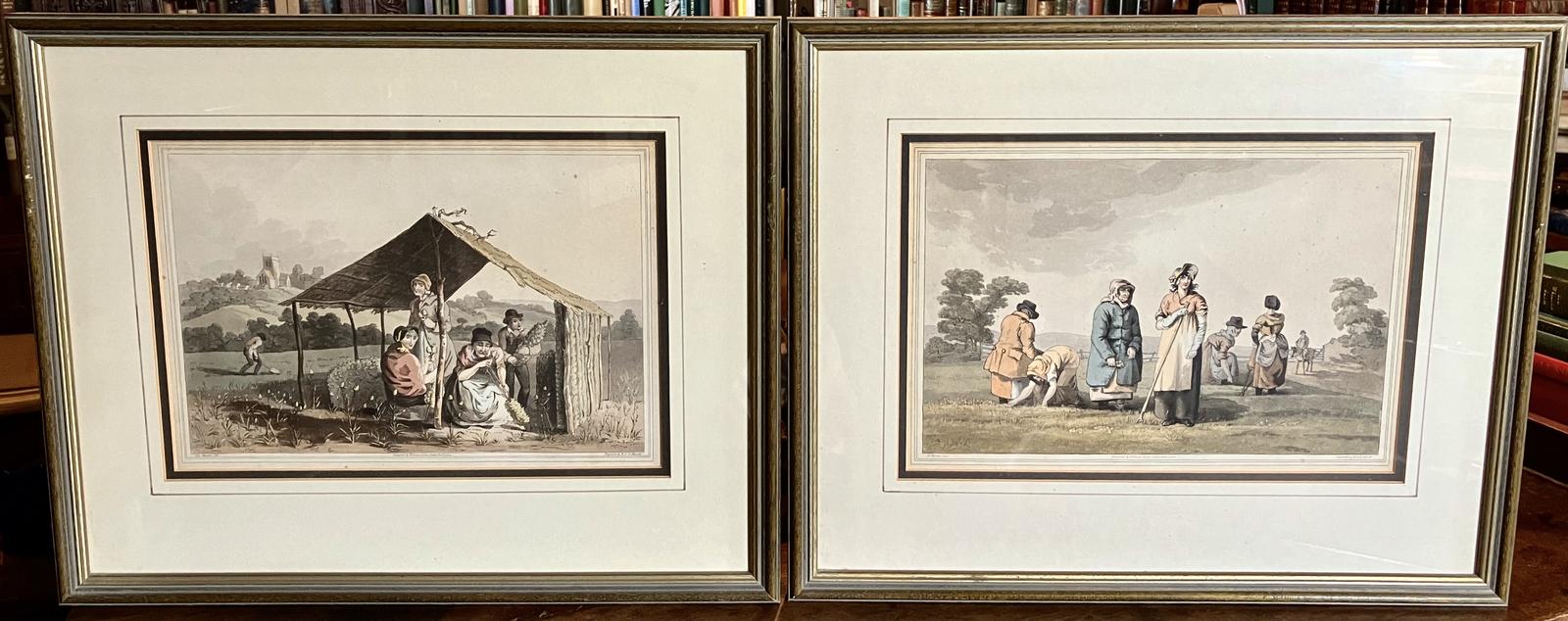 The Costumes of Yorkshire Pair of Hand Coloured Aquatints Dated 1814 Framed (1 of 3)