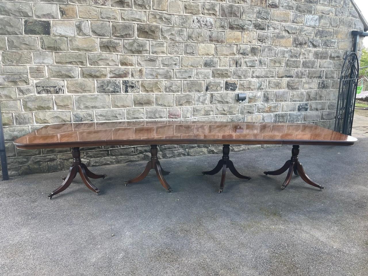 Quality Mahogany 13ft Extending 4 Pillar Dining Table (1 of 17) Quality Mahogany 13ft Extending 4 Pillar Dining Table (1 of 17)
