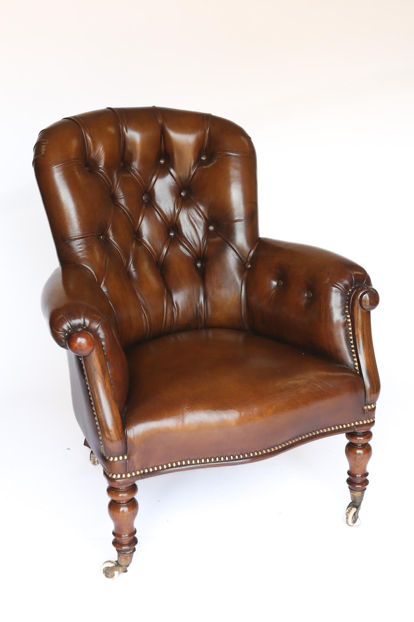 Late Regency Rosewood & Leather Library Chair (1 of 6)