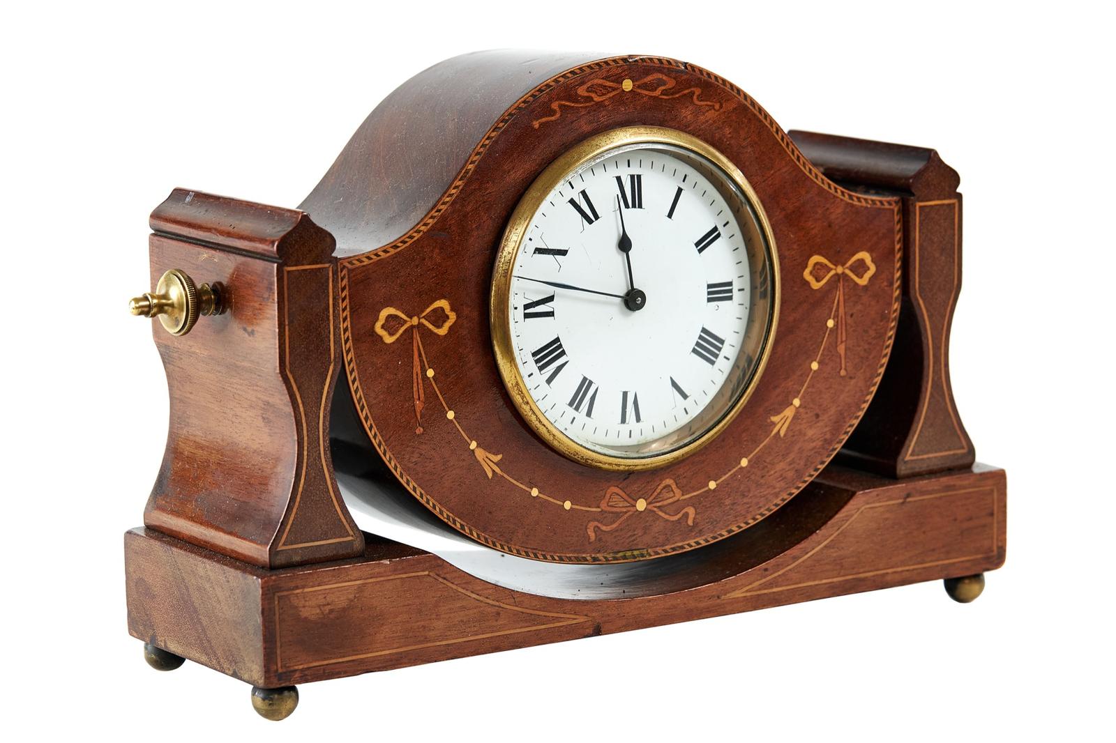 Edwardian Mahogany Inlaid Swivel Case Mantel Clock (1 of 7) Edwardian Mahogany Inlaid Swivel Case Mantel Clock (1 of 7)