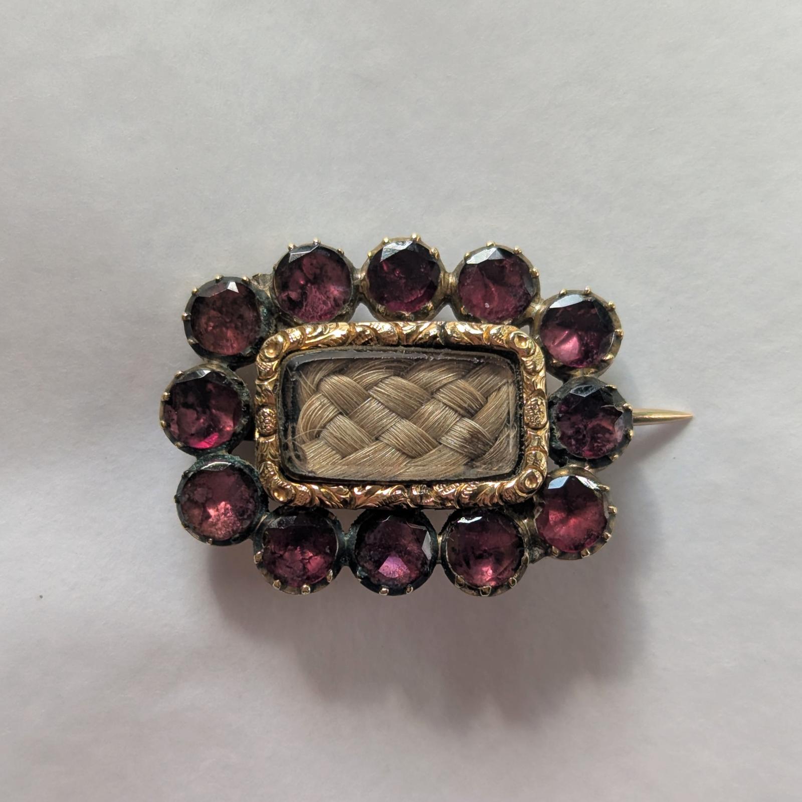 Georgian Gold & Garnet Mourning Brooch (1 of 5)