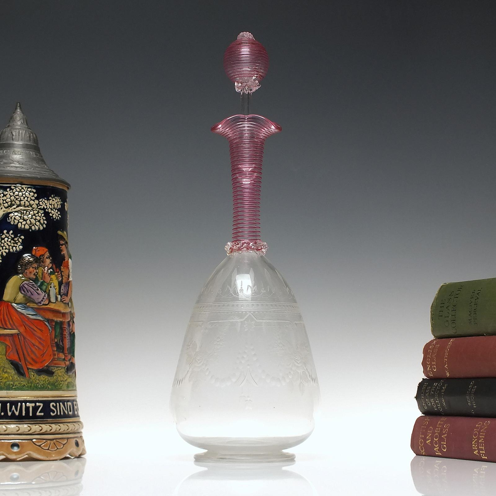 Rare 19th Century Josef Keller Designed Glass Decanter c.1880 by Stevens & Williams (1 of 8)