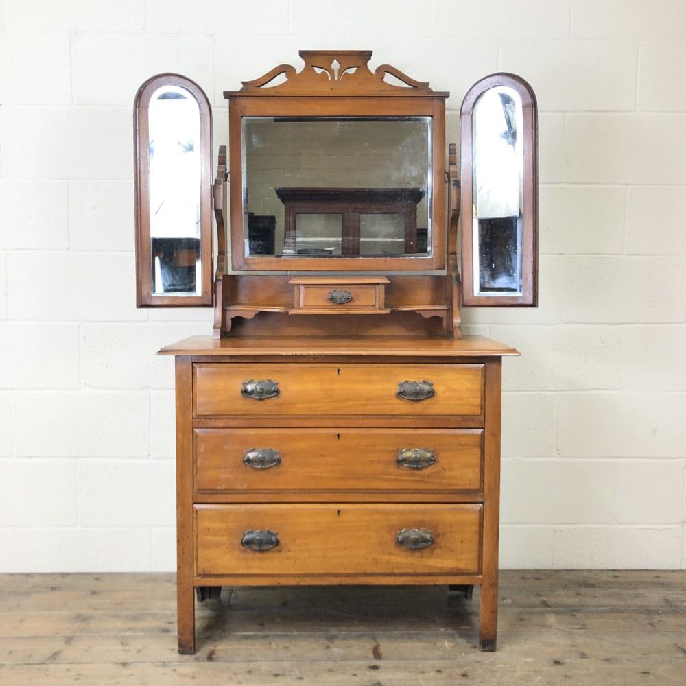 Antique Satin Walnut Dressing Table with Mirrors (1 of 10) Antique Satin Walnut Dressing Table with Mirrors (1 of 10)