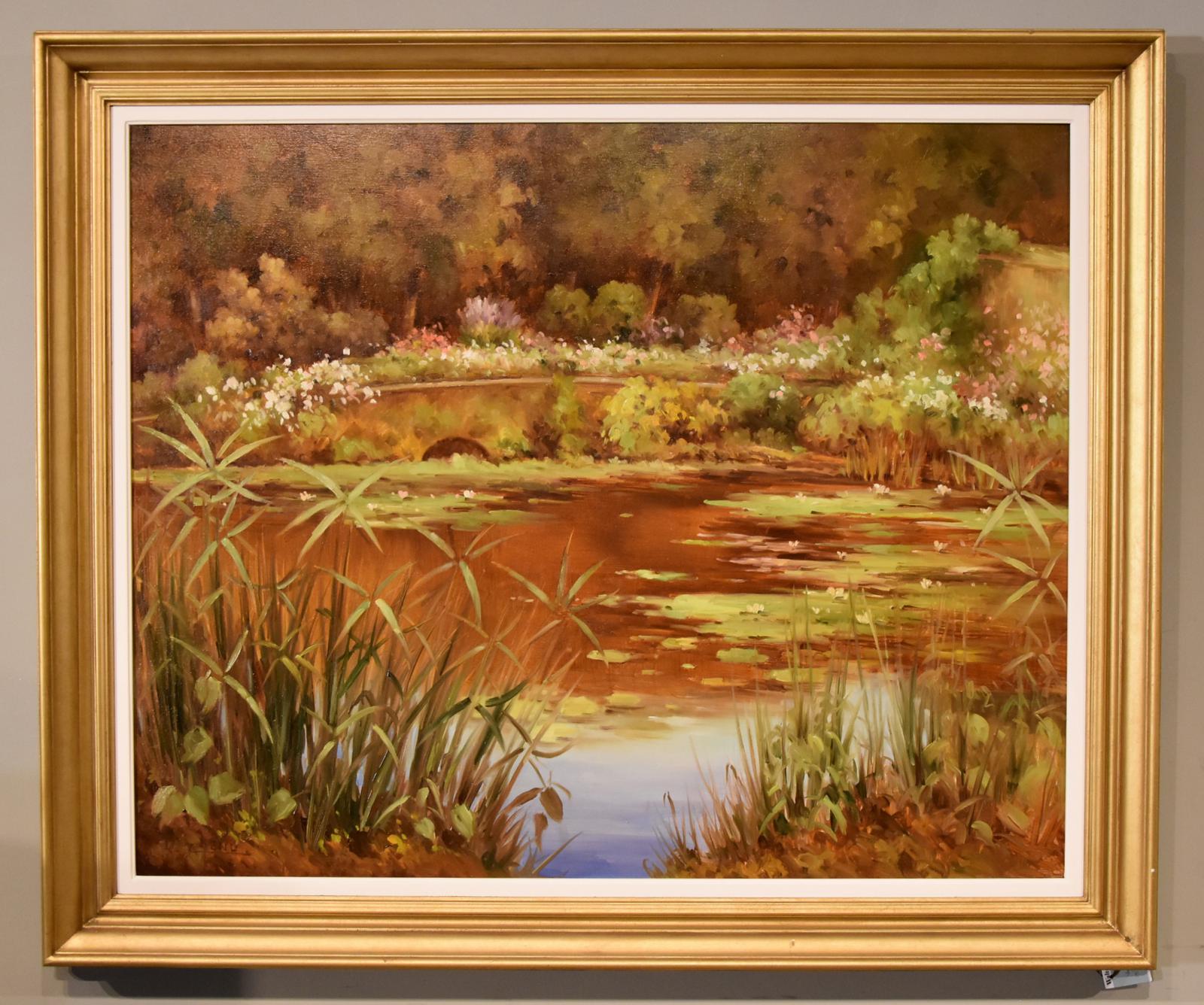 Oil Painting by Lucien Chenu "The Lily Pond" (1 of 7) Oil Painting by Lucien Chenu "The Lily Pond" (1 of 7)