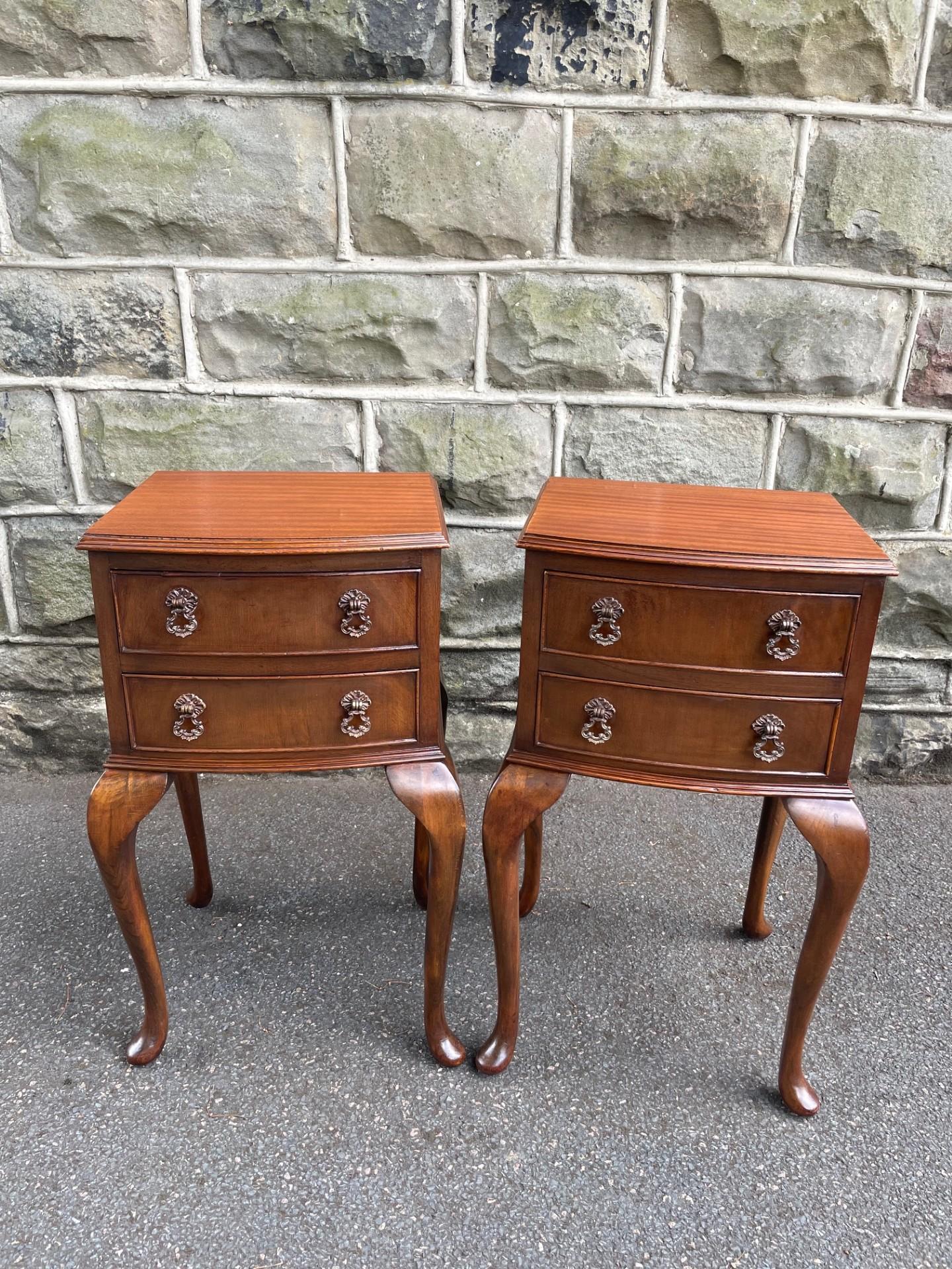 Pair of Antique Walnut 2 Drawer Bedside Tables (1 of 11)