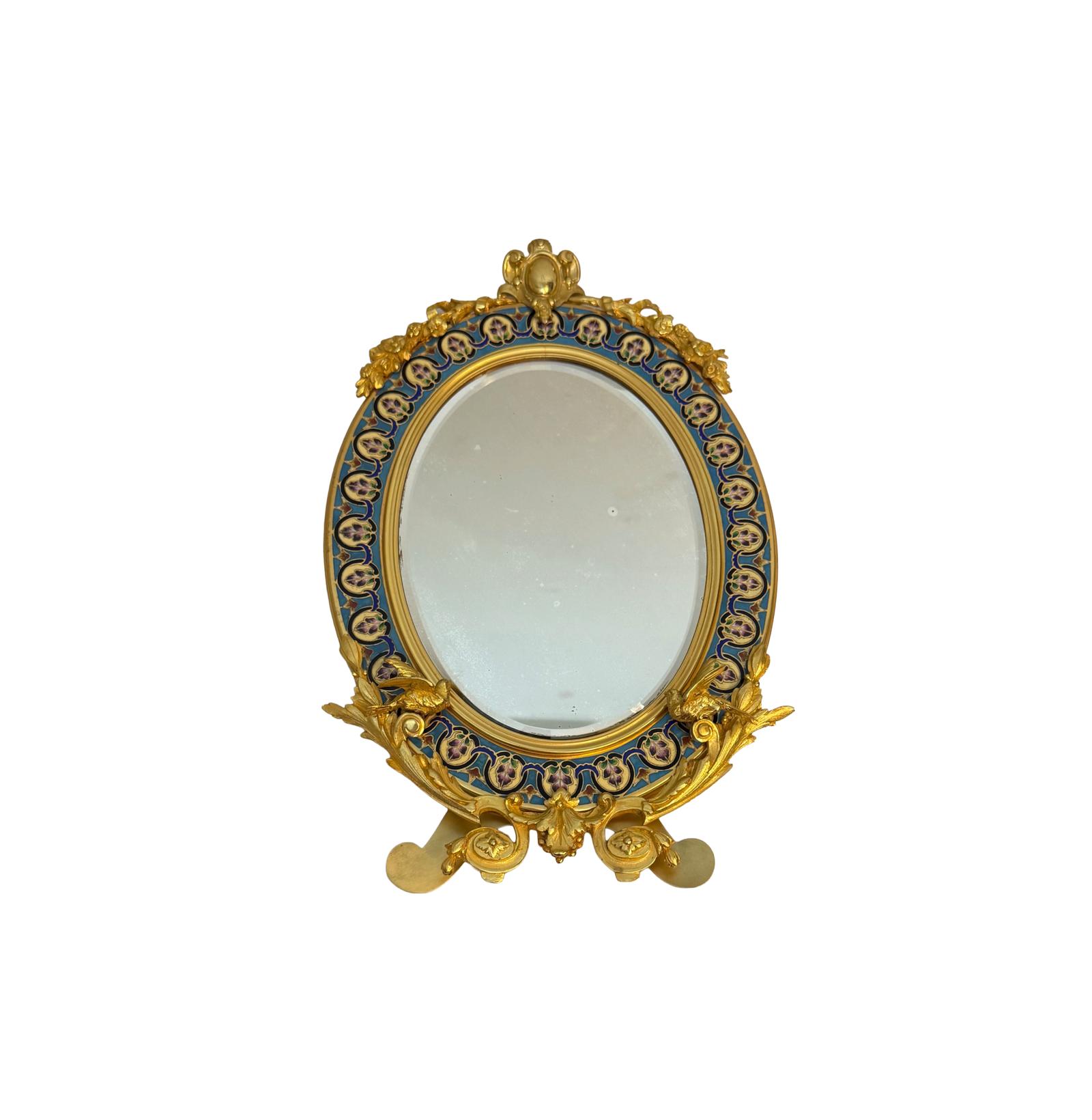 Late 19th Century French Champleve & Gilt Bronze Large Table Mirror (1 of 9) Late 19th Century French Champleve & Gilt Bronze Large Table Mirror (1 of 9)