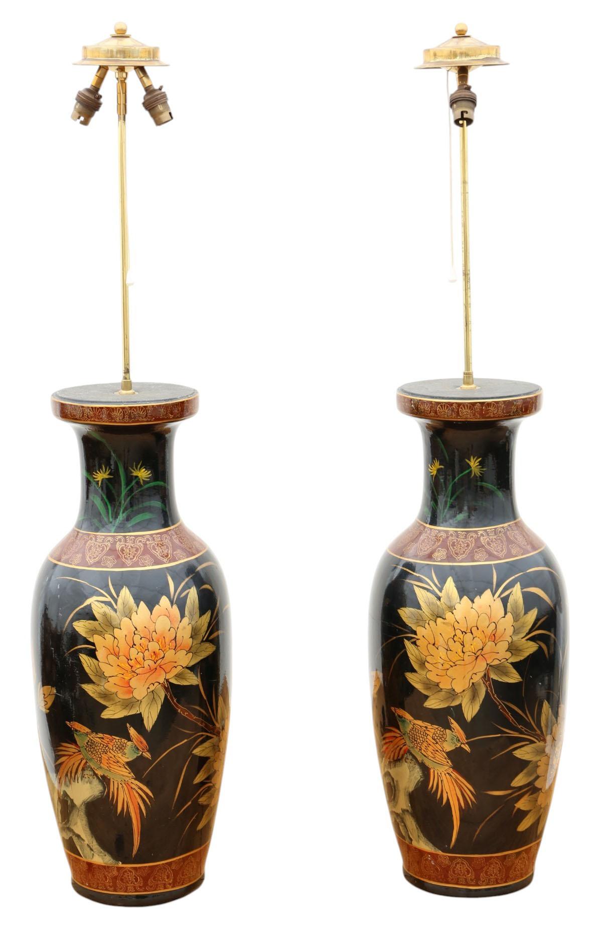 Retro Vintage Mid Century Quality Large Pair of Ceramic Oriental Table Lamps c.1960 (1 of 10) Retro Vintage Mid Century Quality Large Pair of Ceramic Oriental Table Lamps c.1960 (1 of 10)