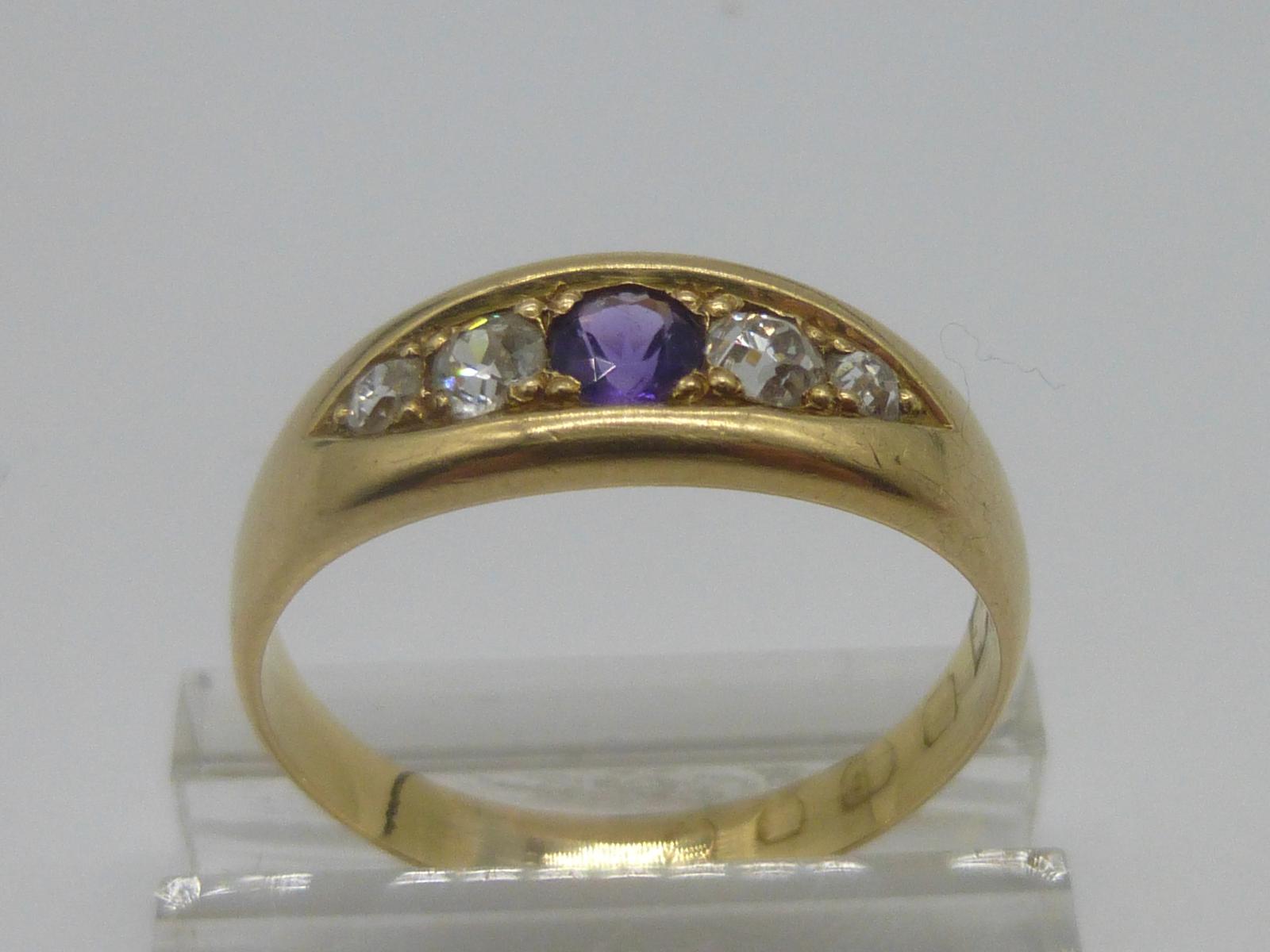 18ct Gold Amethyst & Diamond Ring (1 of 6)