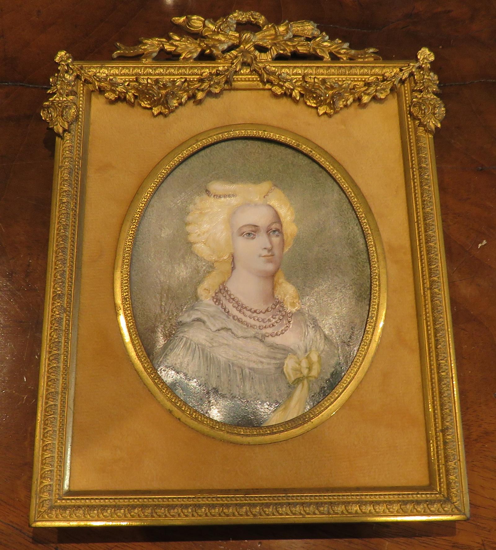 Hand Painted Miniature Portrait Marie Antoinette (1 of 2)