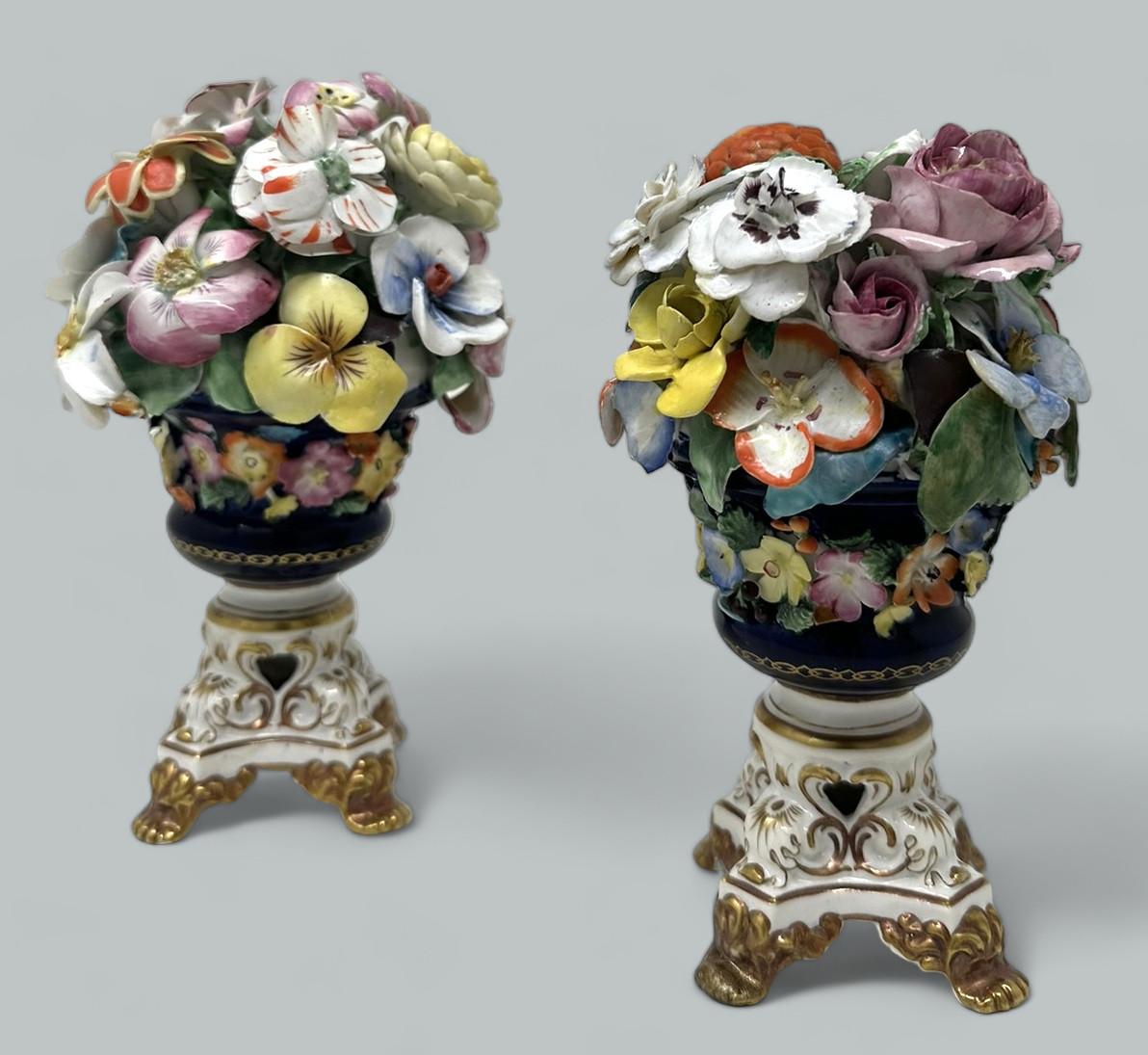 Antique Regency English Crown Derby Porcelain China Pair Urns Vases 1815-1825 (1 of 11)