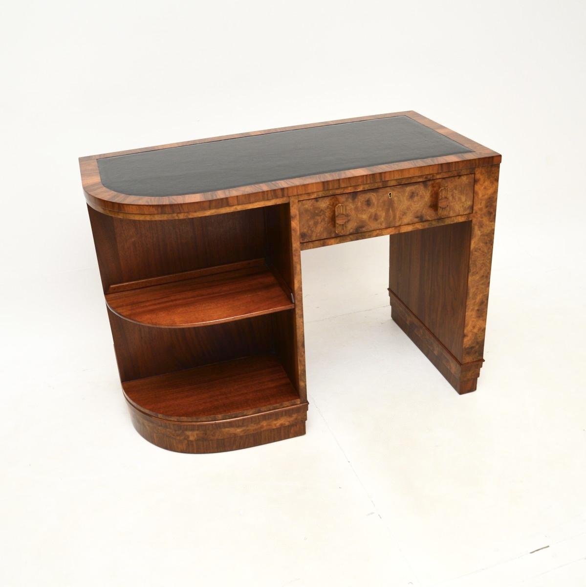 Art Deco Figured Walnut Leather Top Desk (1 of 12) Art Deco Figured Walnut Leather Top Desk (1 of 12)