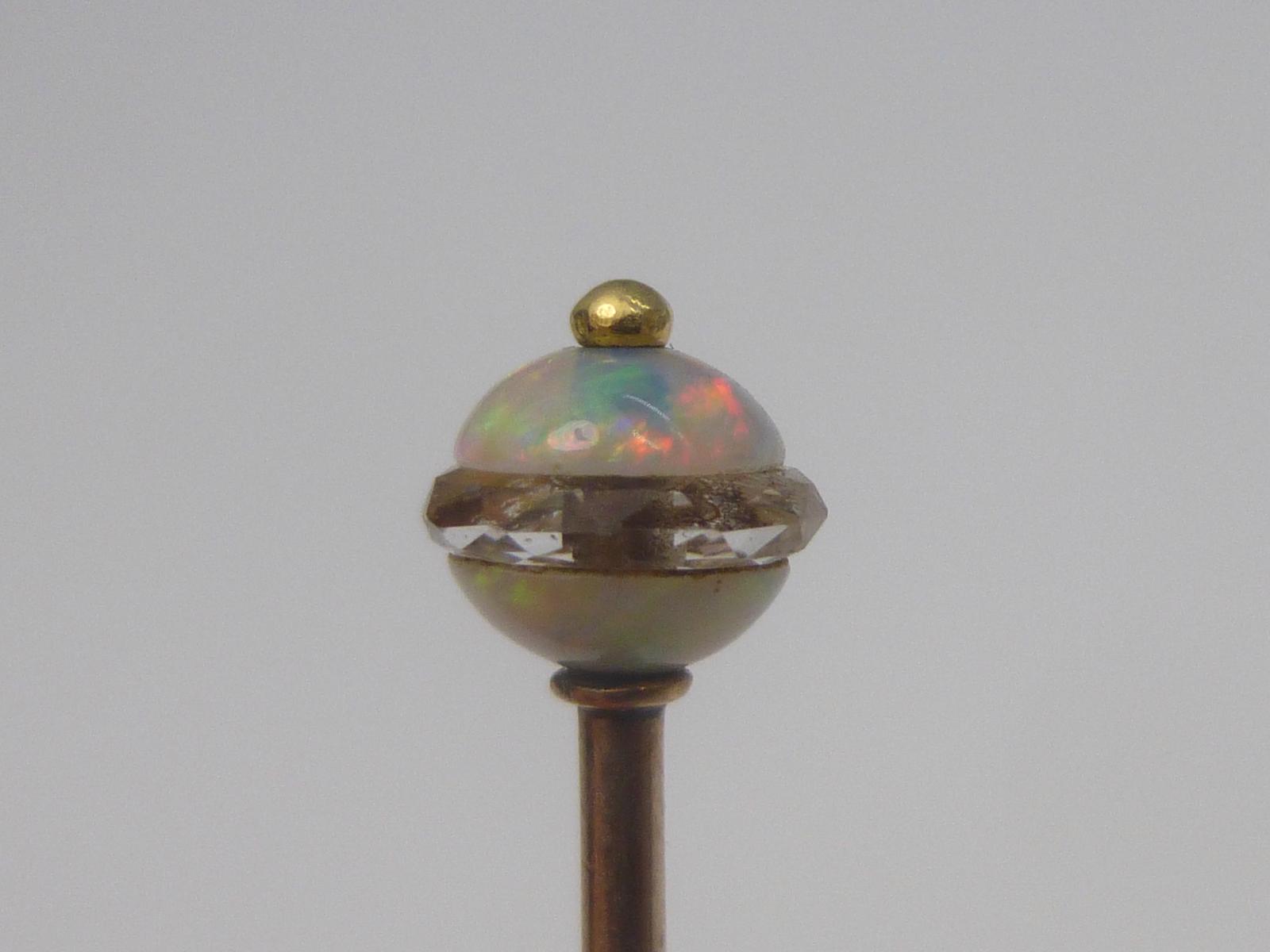 Stickpin Gold, Opal & Rock Crystal (1 of 6)