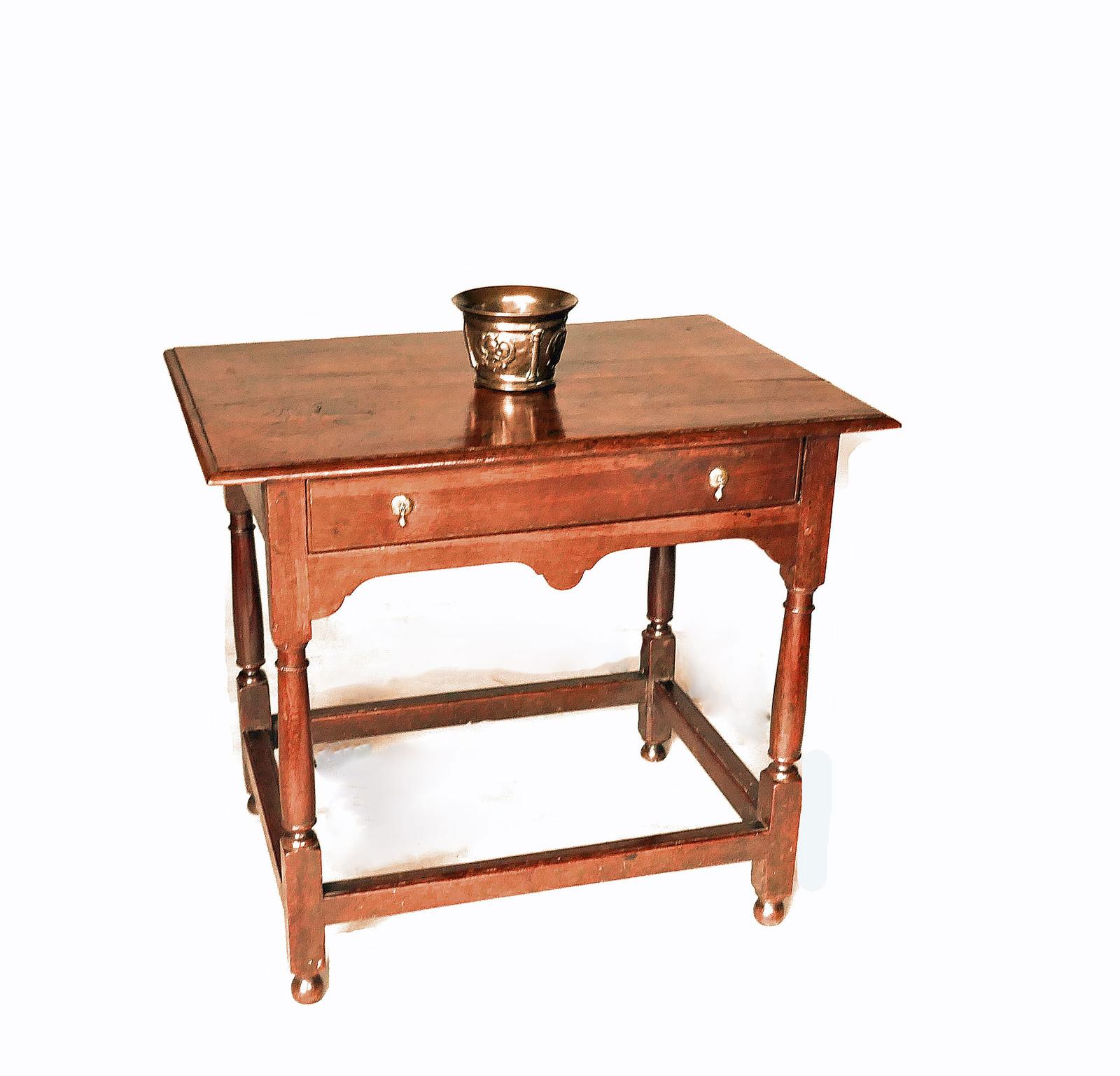 Antique Oak & Country Furniture 18th Century Side Table with Original Small Drop Handles - English (1 of 8)