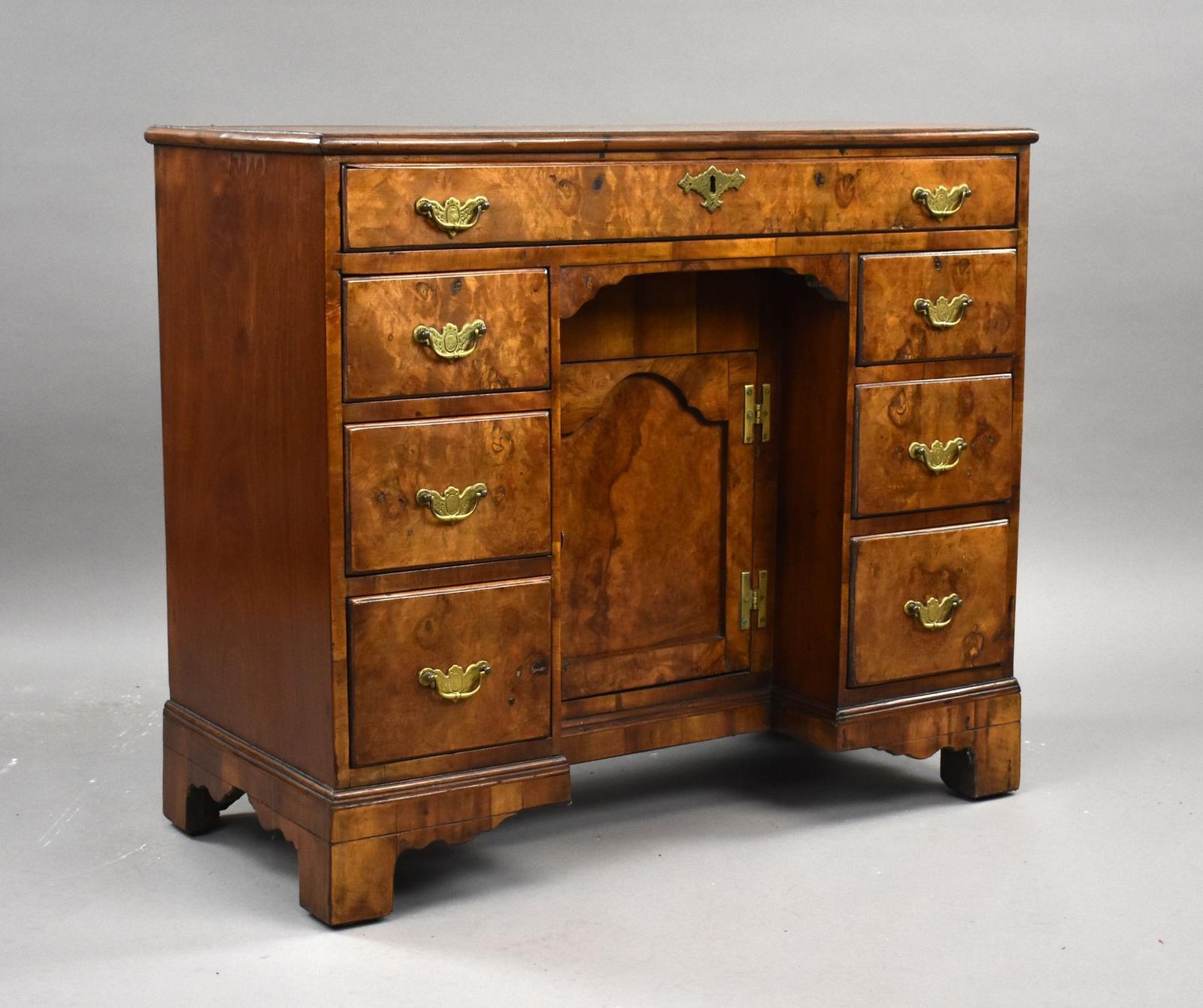 Antique Burr Walnut Kneehole Desk (1 of 8)