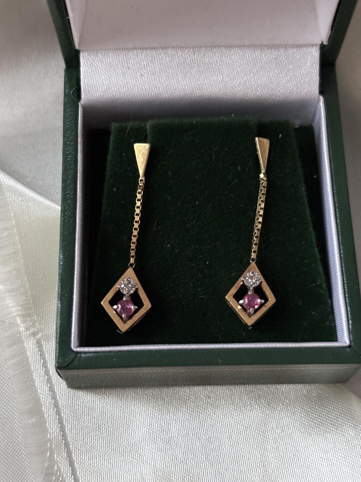 Vintage Gold Earrings with Diamonds & Rubies (1 of 6) Vintage Gold Earrings with Diamonds & Rubies (1 of 6)