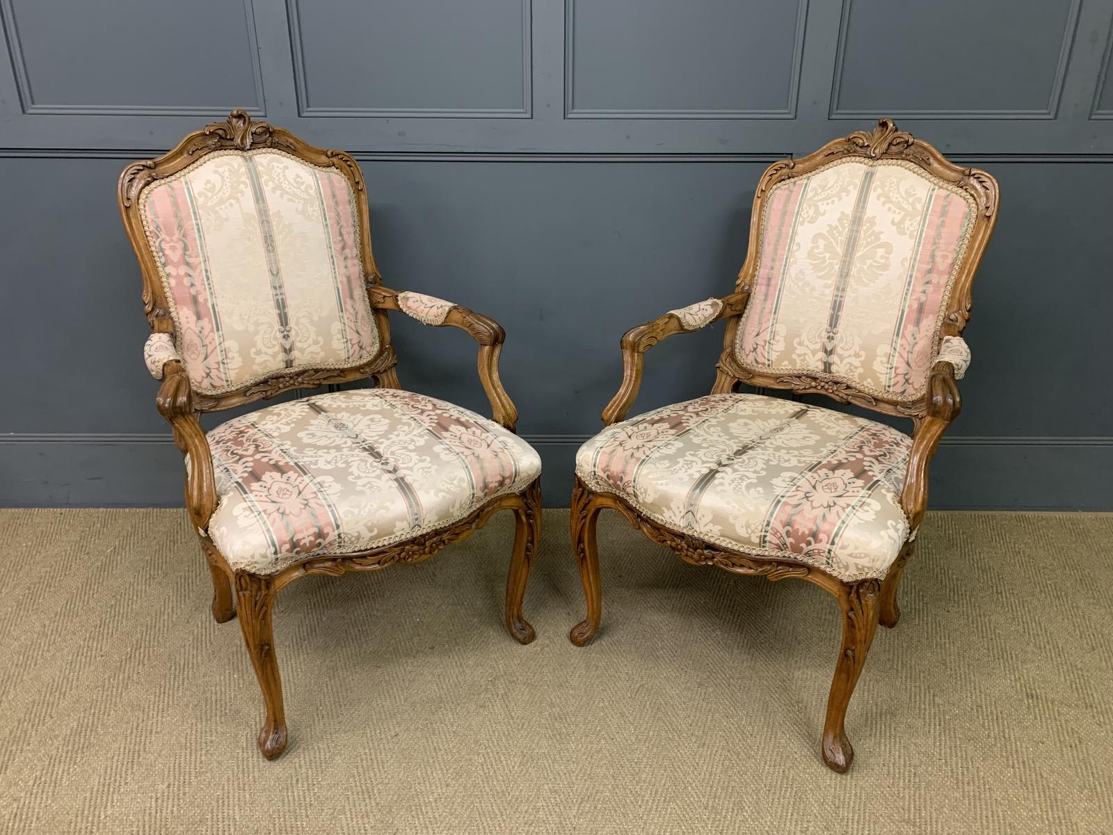 Pair of French Carved Walnut Armchairs (1 of 15) Pair of French Carved Walnut Armchairs (1 of 15)