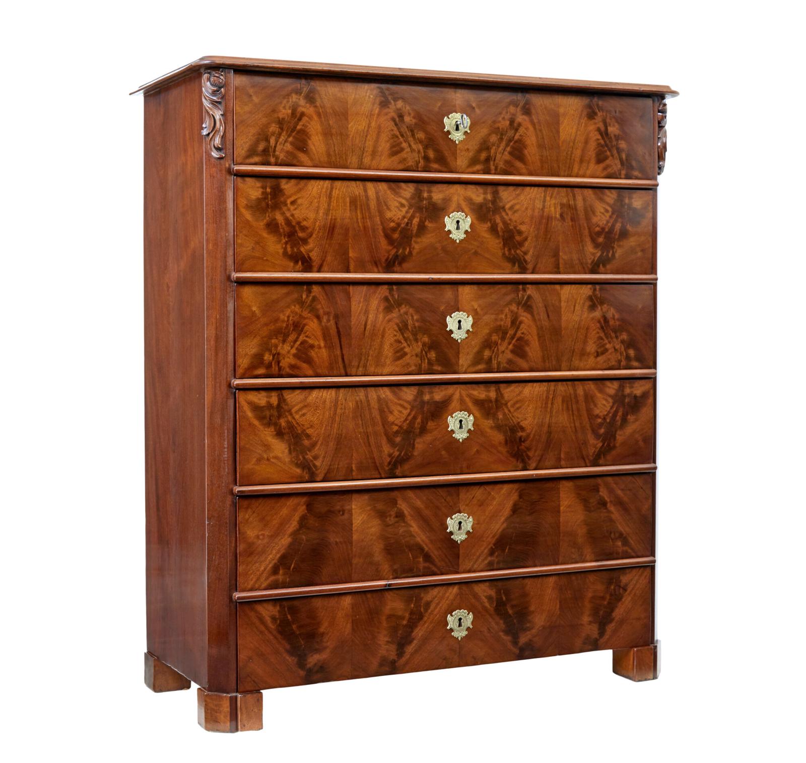 19th Century Tall Burr Walnut Chest of Drawers (1 of 10)