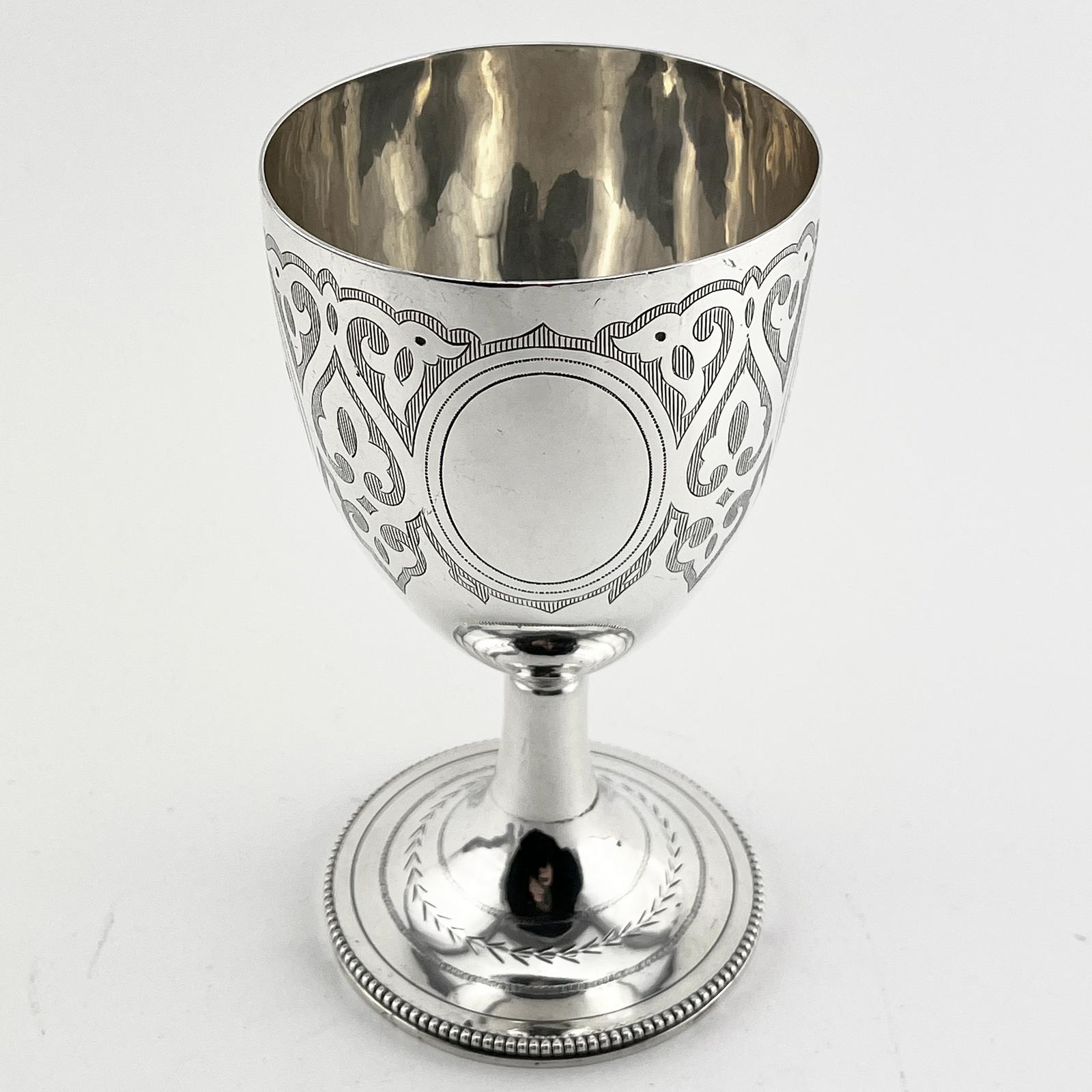 Engraved Victorian Sterling Silver Goblet (1 of 6)
