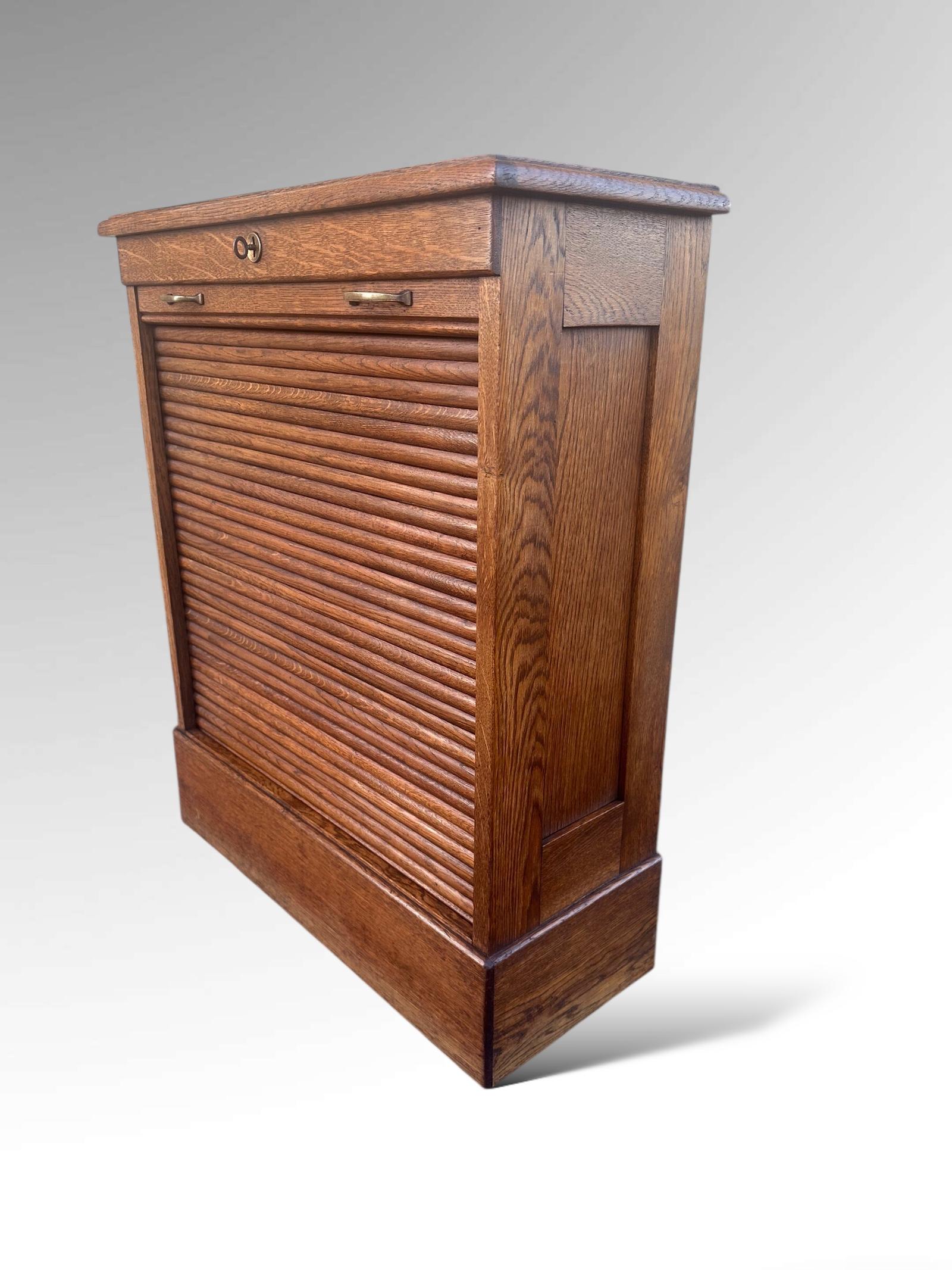 Vintage French Small Single Tambour Fronted Filing Cabinet (1 of 12) Vintage French Small Single Tambour Fronted Filing Cabinet (1 of 12)