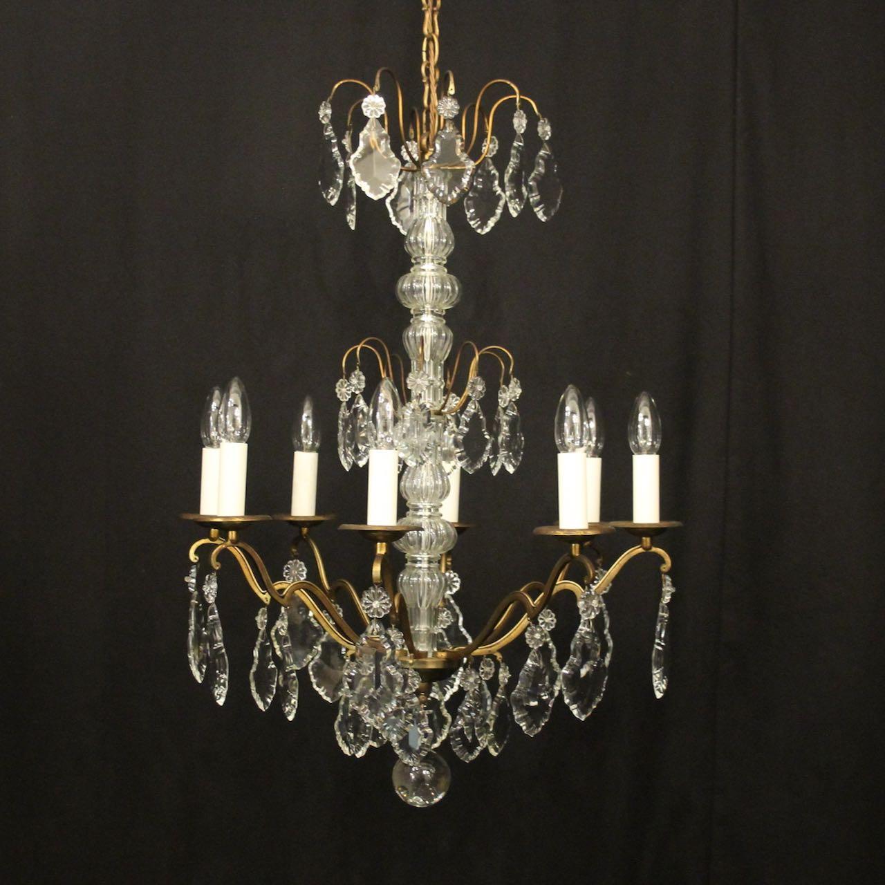 French Gilded Brass 8 Light Antique Chandelier (1 of 10)