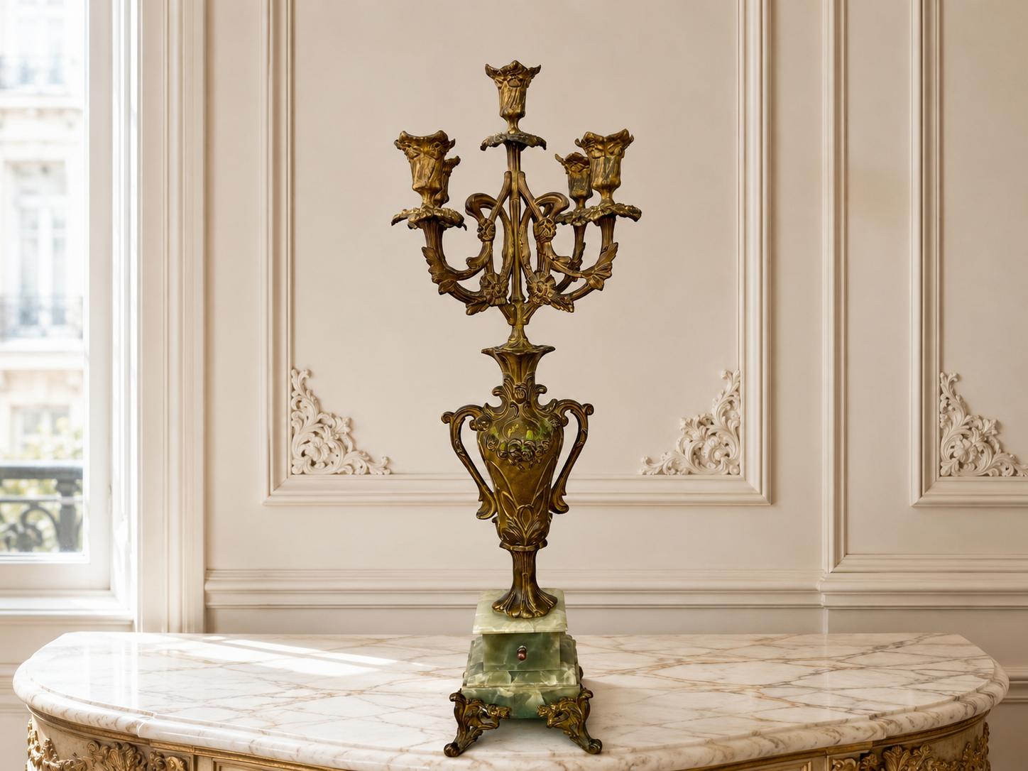 Candelabra Antique French Brass Marble Five Arm Holder (1 of 13) Candelabra Antique French Brass Marble Five Arm Holder (1 of 13)