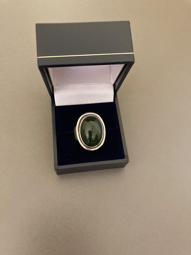 Georg Jensen Silver Ring with Nephrite (1 of 5) Georg Jensen Silver Ring with Nephrite (1 of 5)