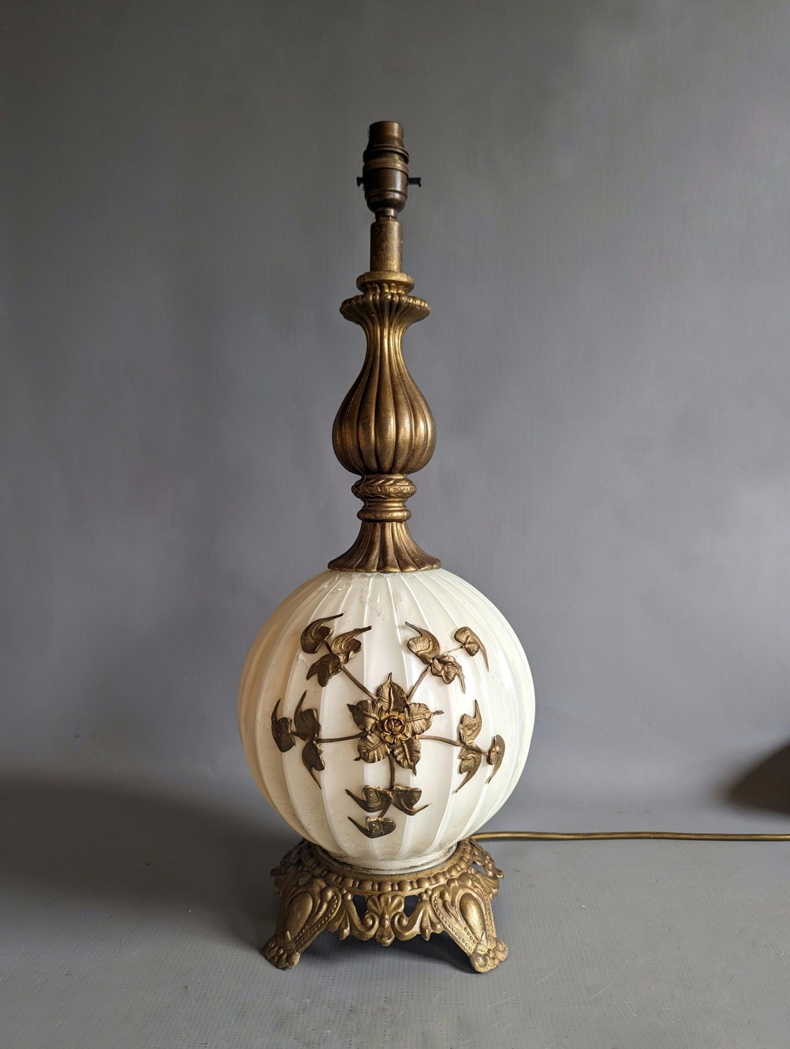 Impressive White Opaline Glass Table Lamp (1 of 8)