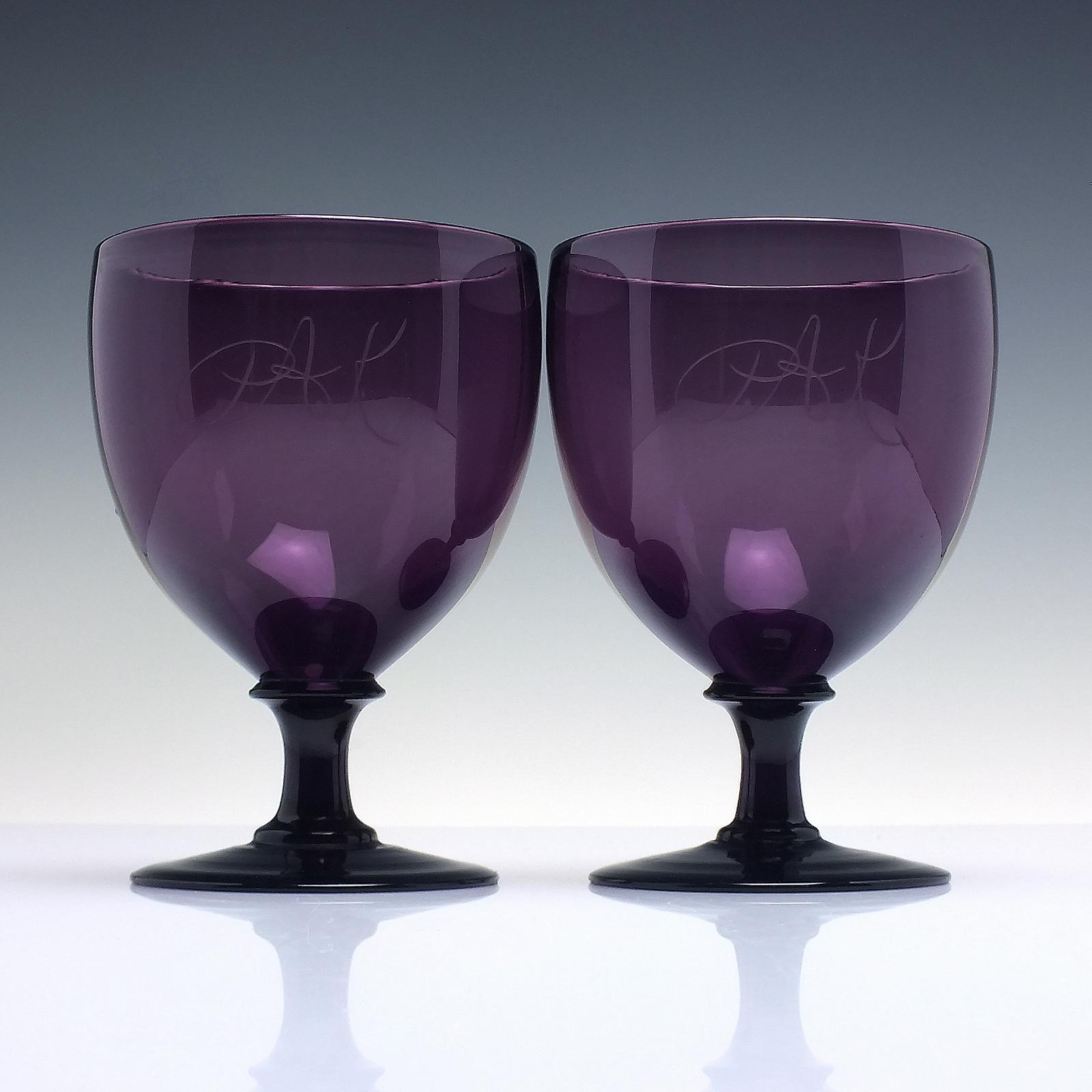 Pair of Amethyst Wine Goblets or Rummers c.1930 (1 of 4)