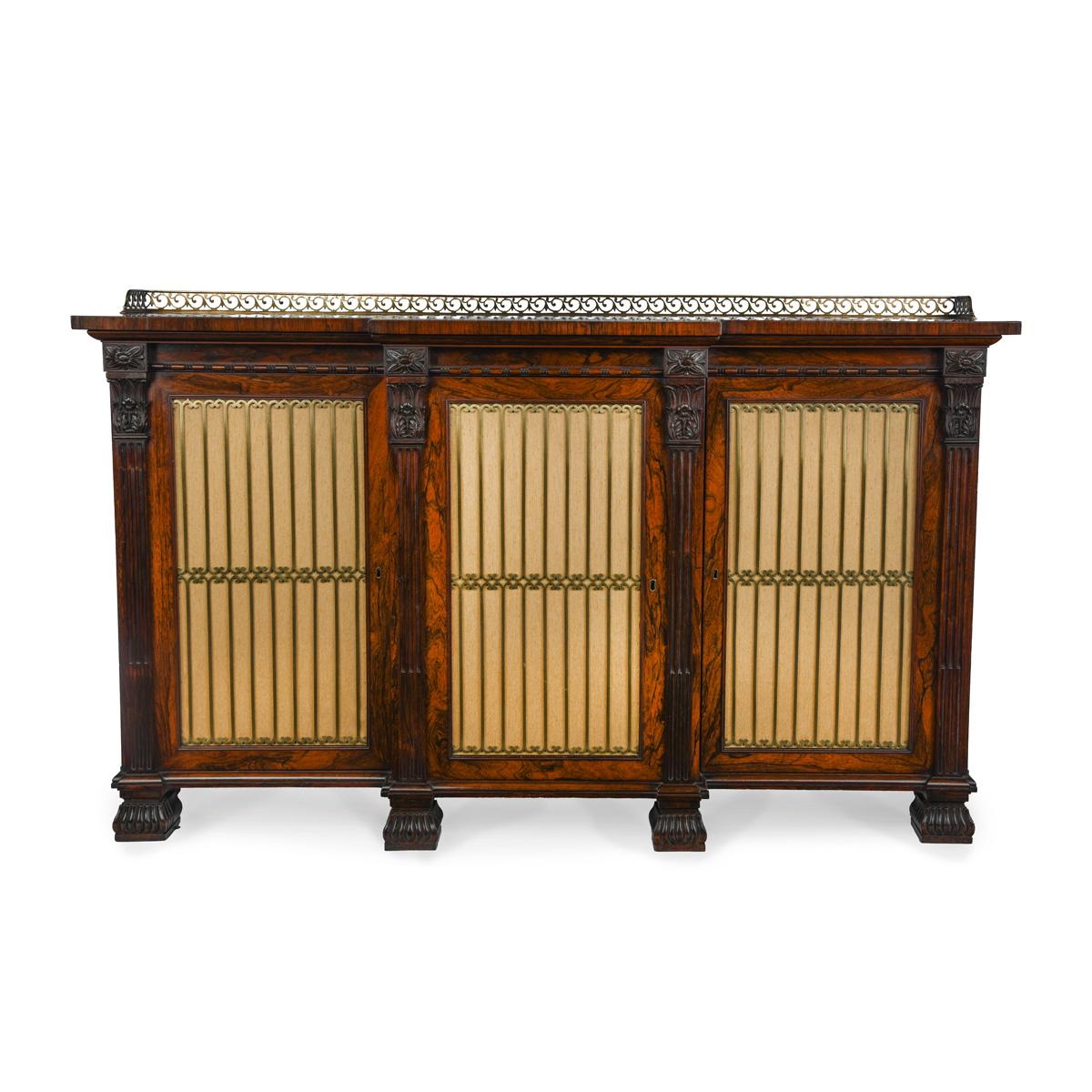George IV Period Rosewood Chiffonier or Side Cabinet with Carved Detailing & Ormolu Gallery (1 of 11)