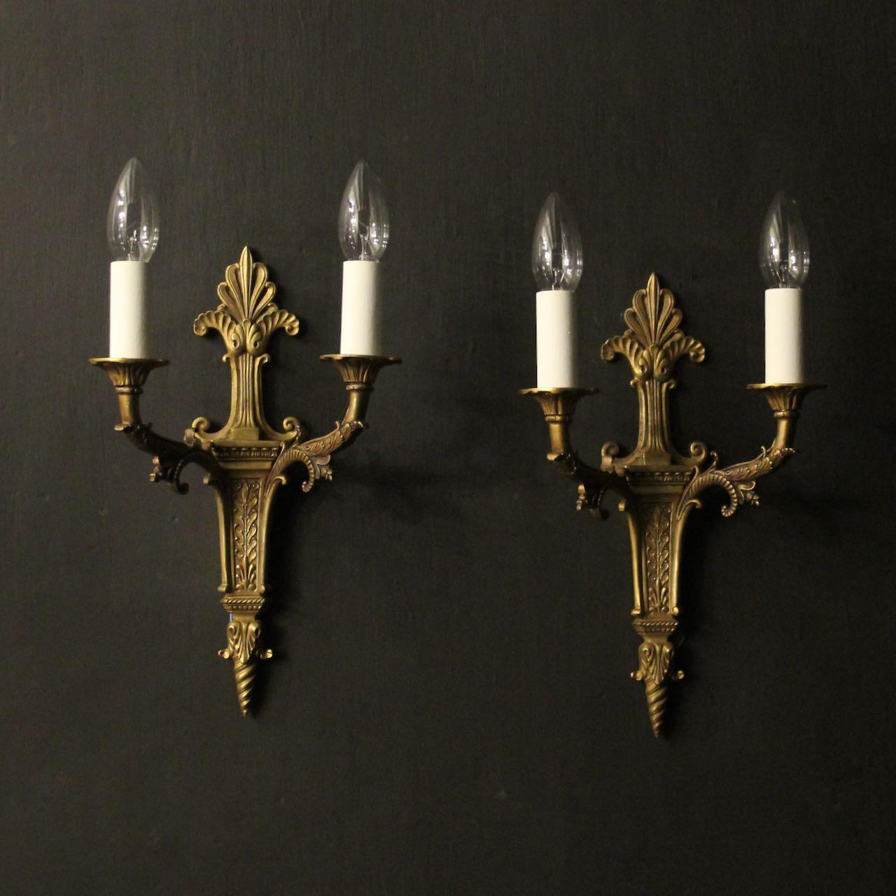 French Pair Of Gilded Bronze Antique Wall Lights (1 of 10)