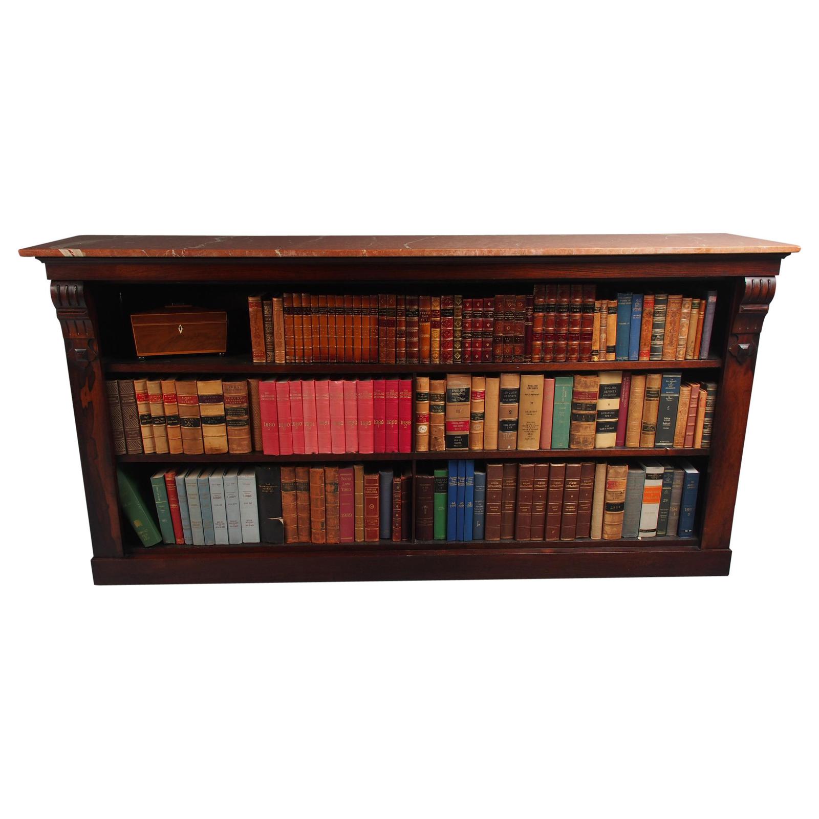 William IV Rosewood and Pink Marble Top Open Bookcase (1 of 13)