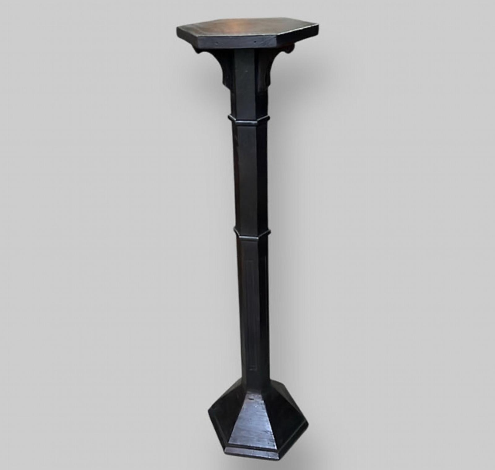 Gothic Revival Ebonised Oak Church Candlestand, c.1900 (1 of 4)