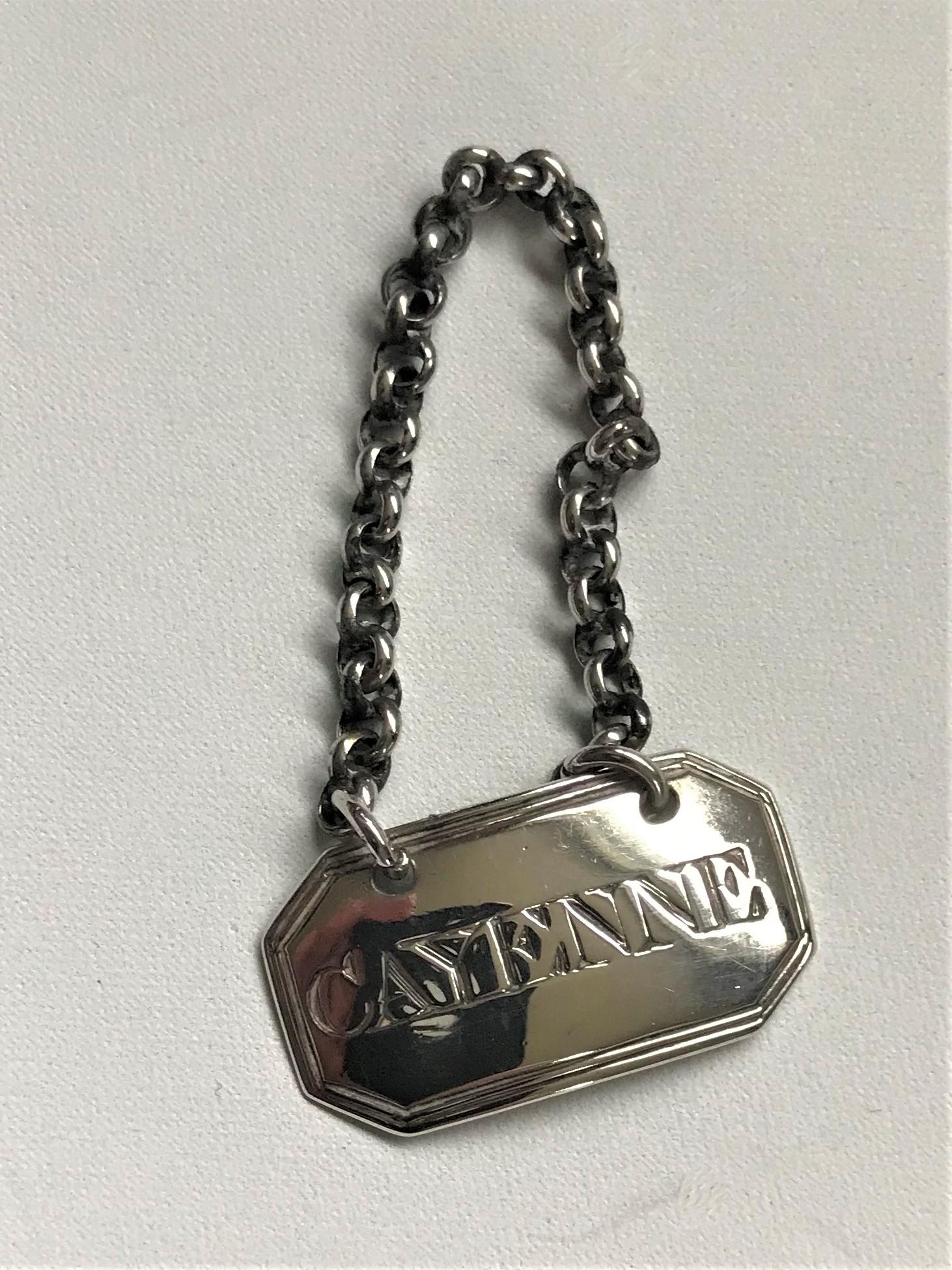 Desirable Georgian Silver 'Cayenne' Bottle Ticket (1 of 4)