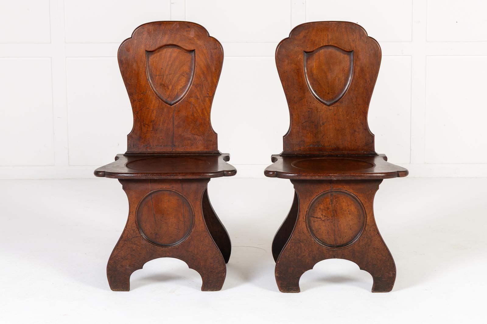 Pair of 18th Century English Hall Chairs (1 of 9) Pair of 18th Century English Hall Chairs (1 of 9)