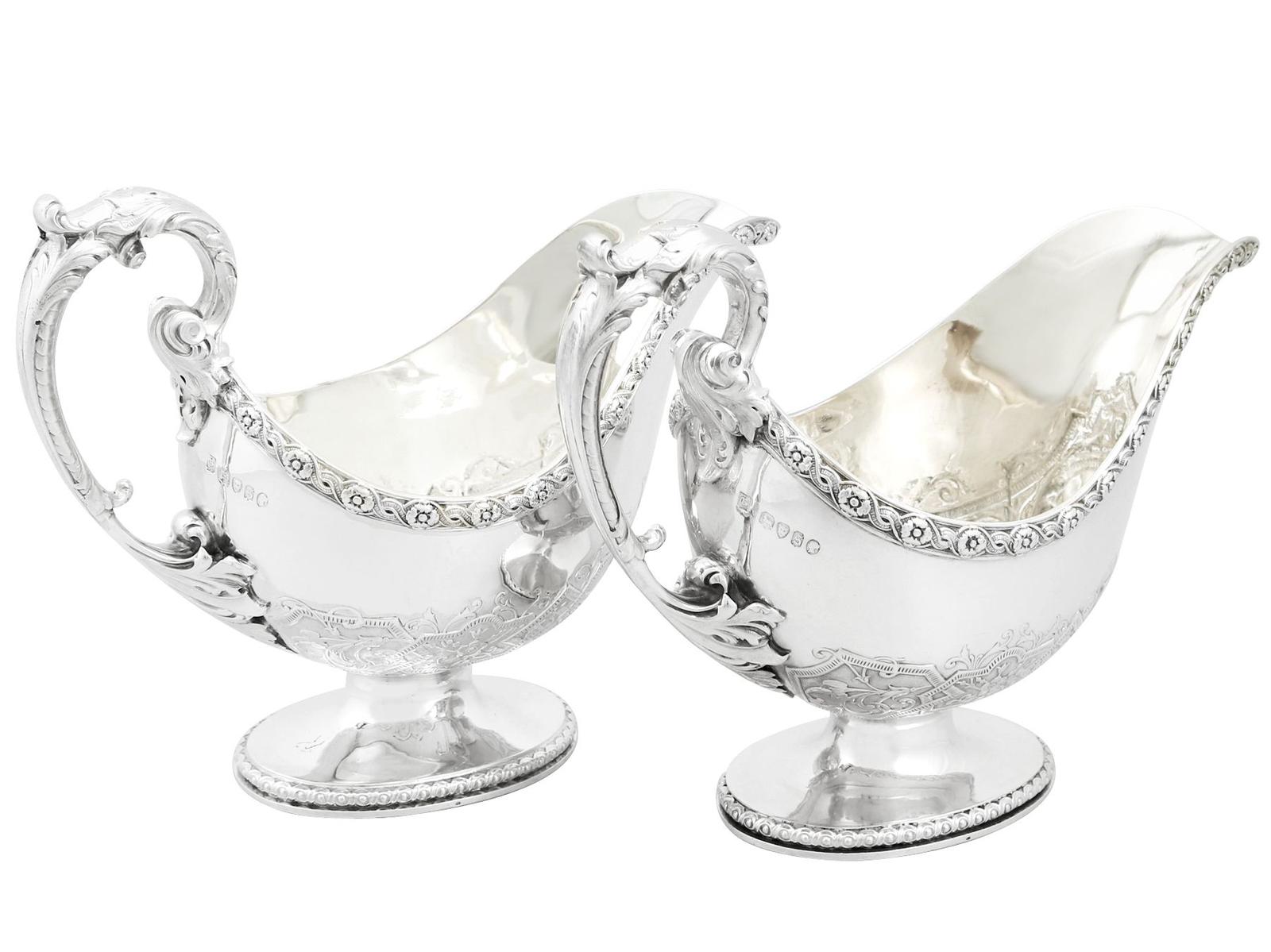 Antique Victorian Sterling Silver Sauce Boats 1873 (1 of 15)