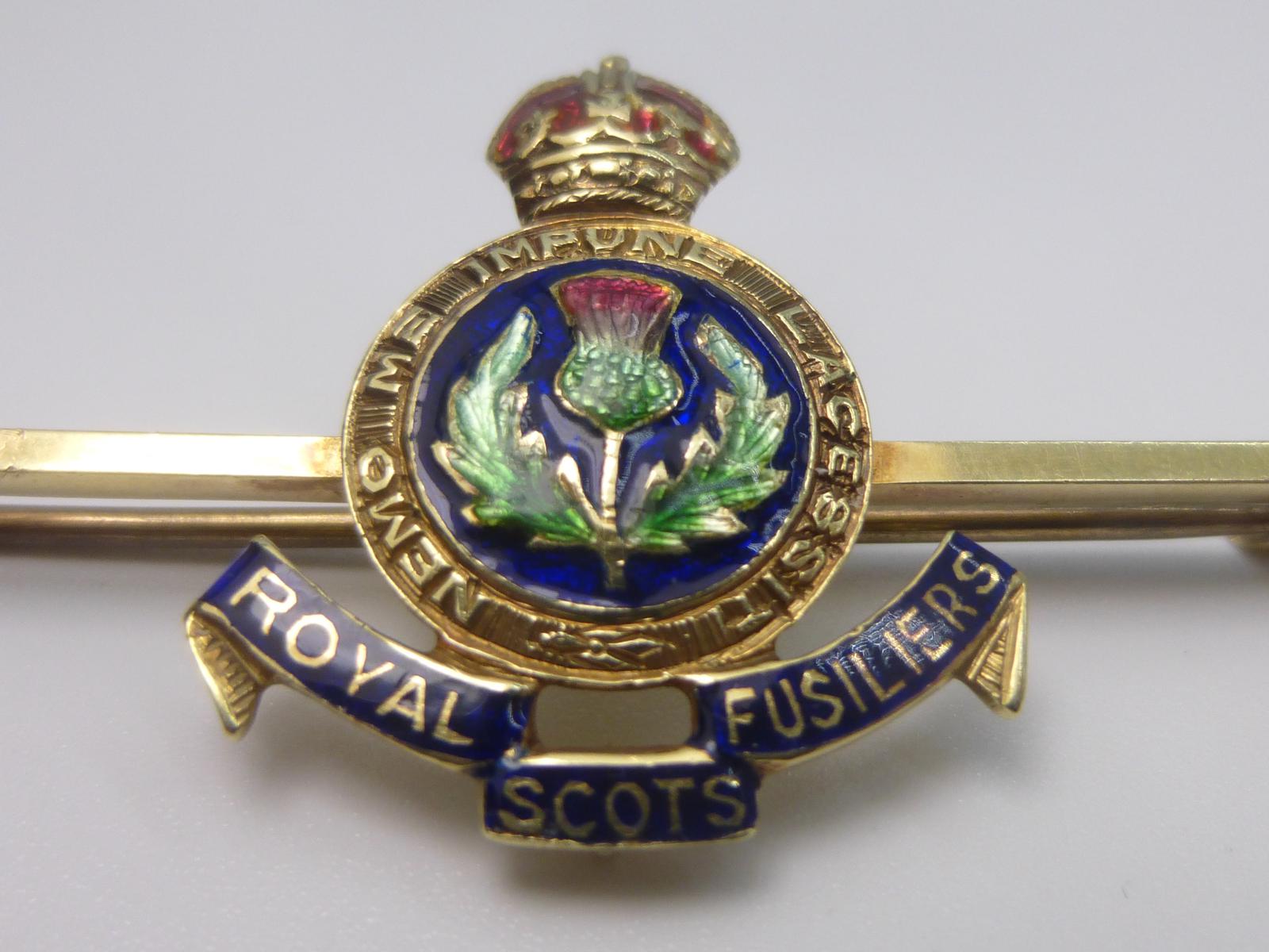 Royal Scots Fusiliers Gold & Enamel Sweetheart Brooch (1 of 7)