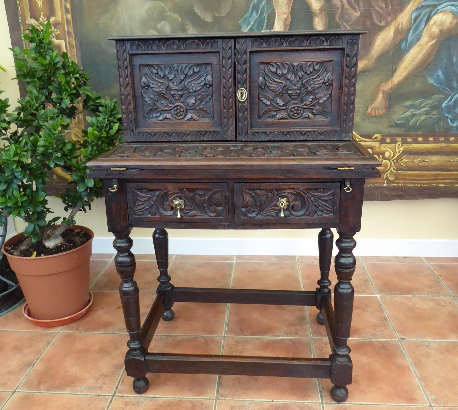 Country Oak Desk Lid Opens to Writing Desk 1780-1800 (1 of 22)