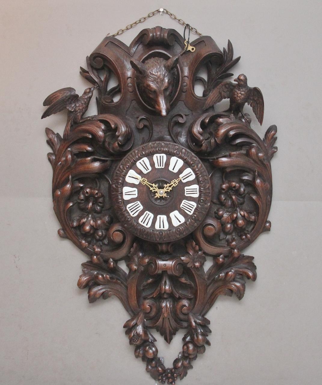 Fabulous Quality 19th Century French Carved Oak Wall Clock (1 of 15)