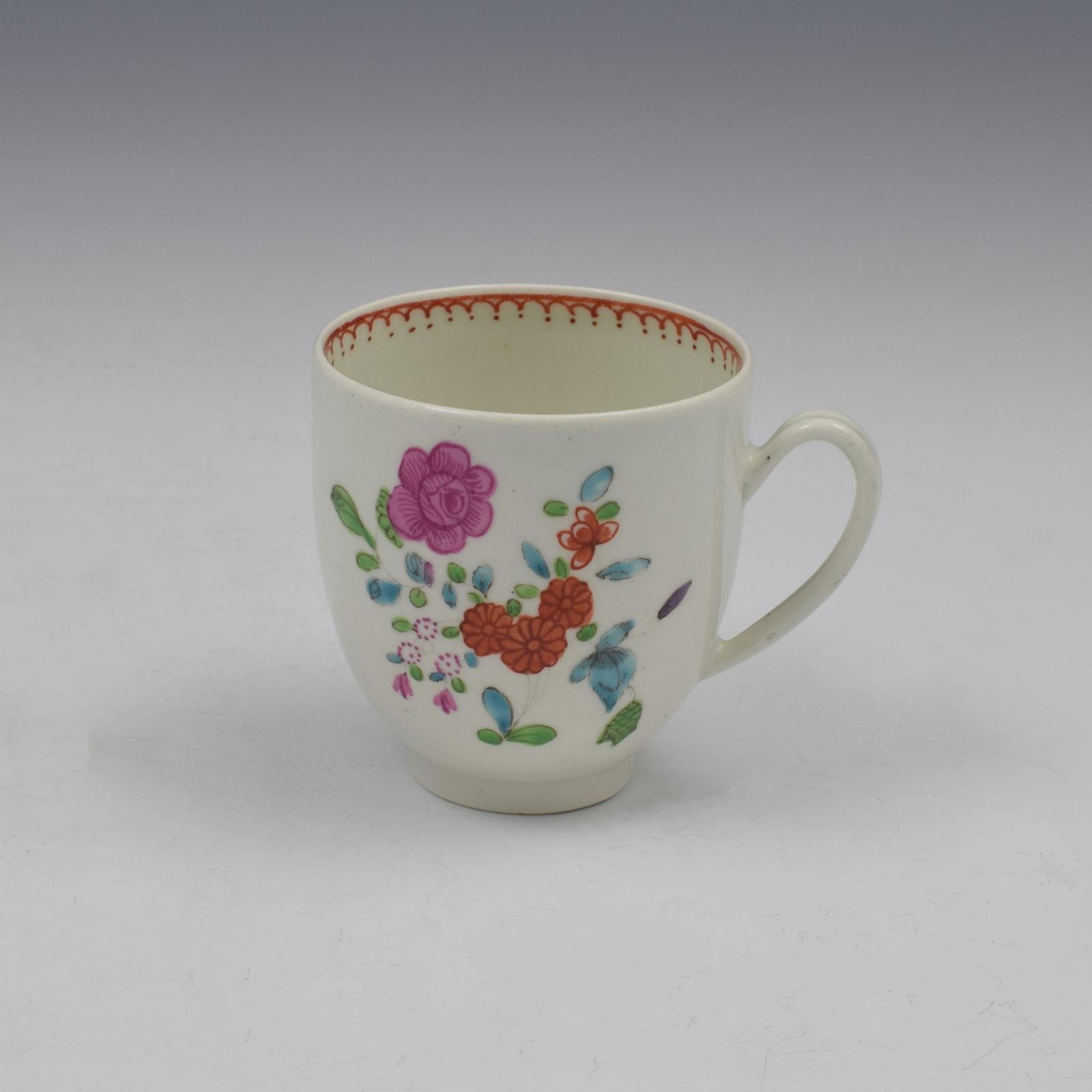 First Period Worcester Porcelain Floral Painted Coffee Cup c.1770 (1 of 1)