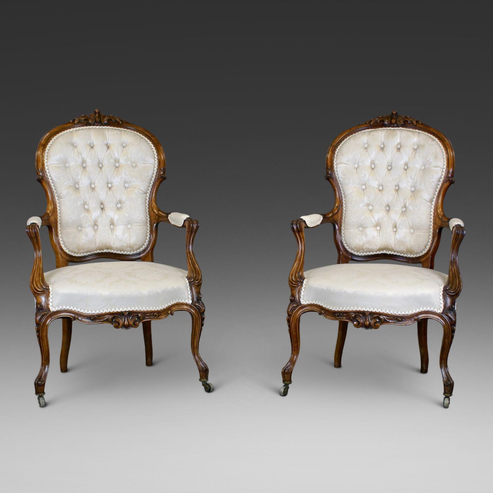Fine Pair of Victorian Rosewood Armchairs (1 of 5)