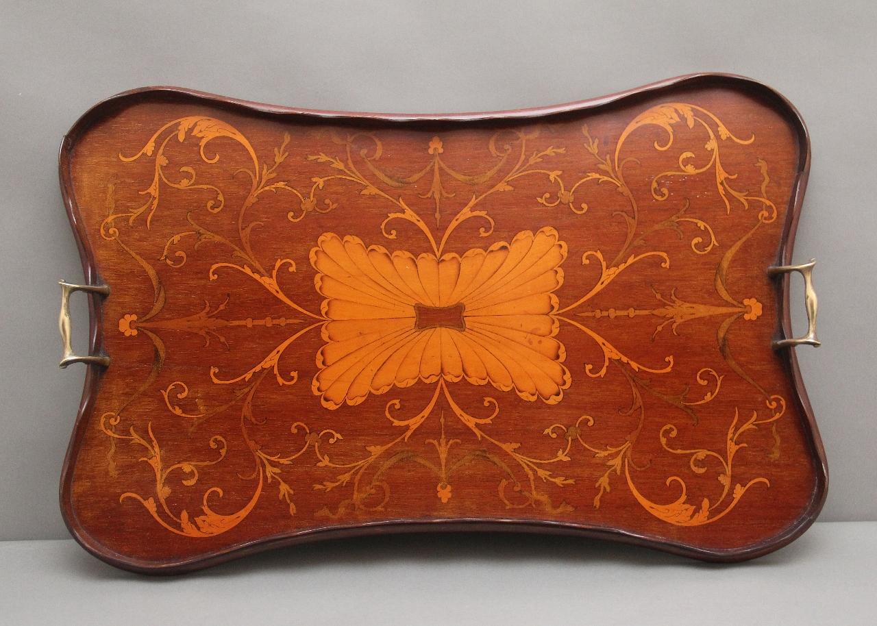19th Century Inlaid Mahogany Tray (1 of 7)