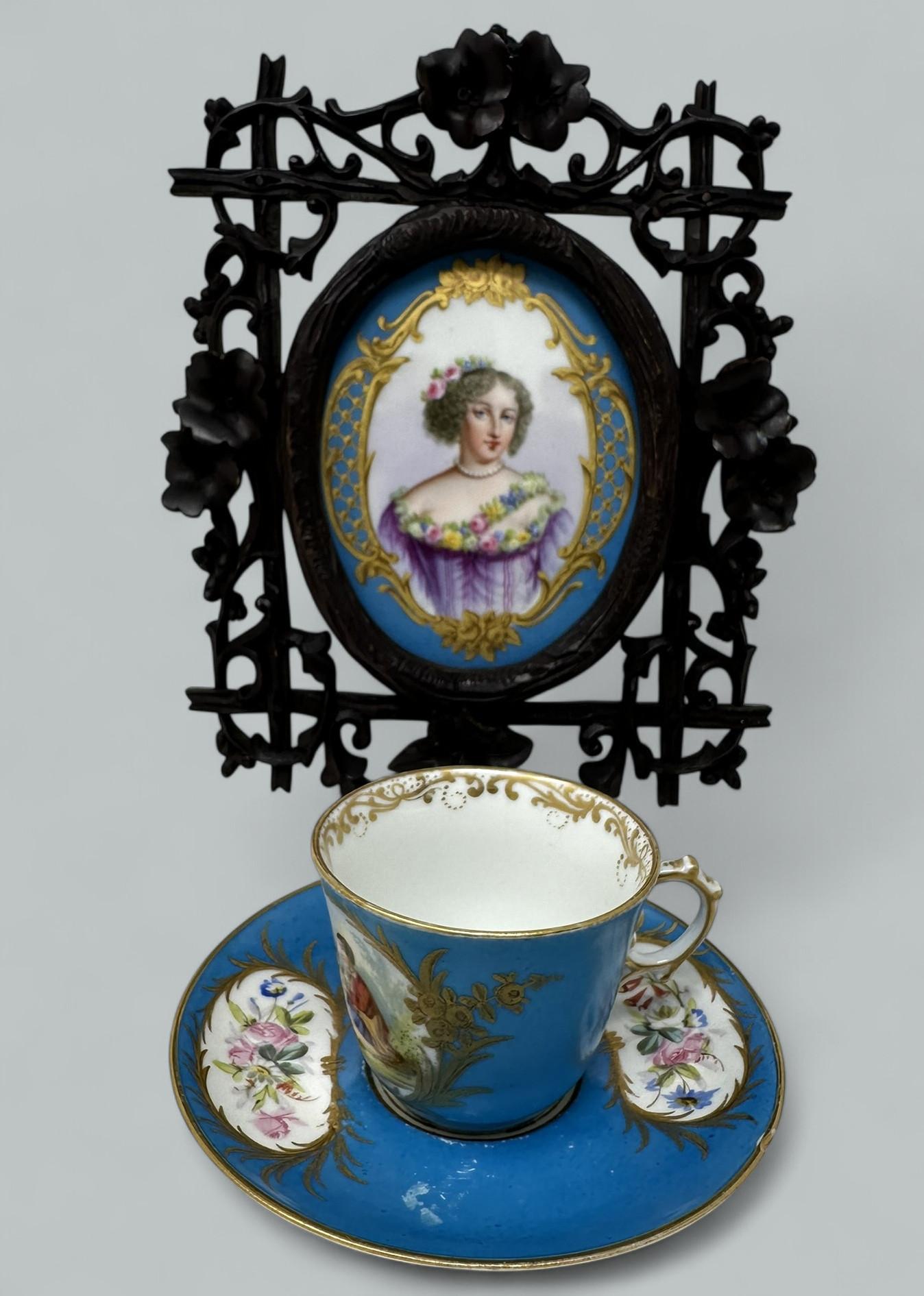 Antique French Sevres Celest Porcelain Framed Plaque Hand Painted Tea Coffee Cup (1 of 10) Antique French Sevres Celest Porcelain Framed Plaque Hand Painted Tea Coffee Cup (1 of 10)