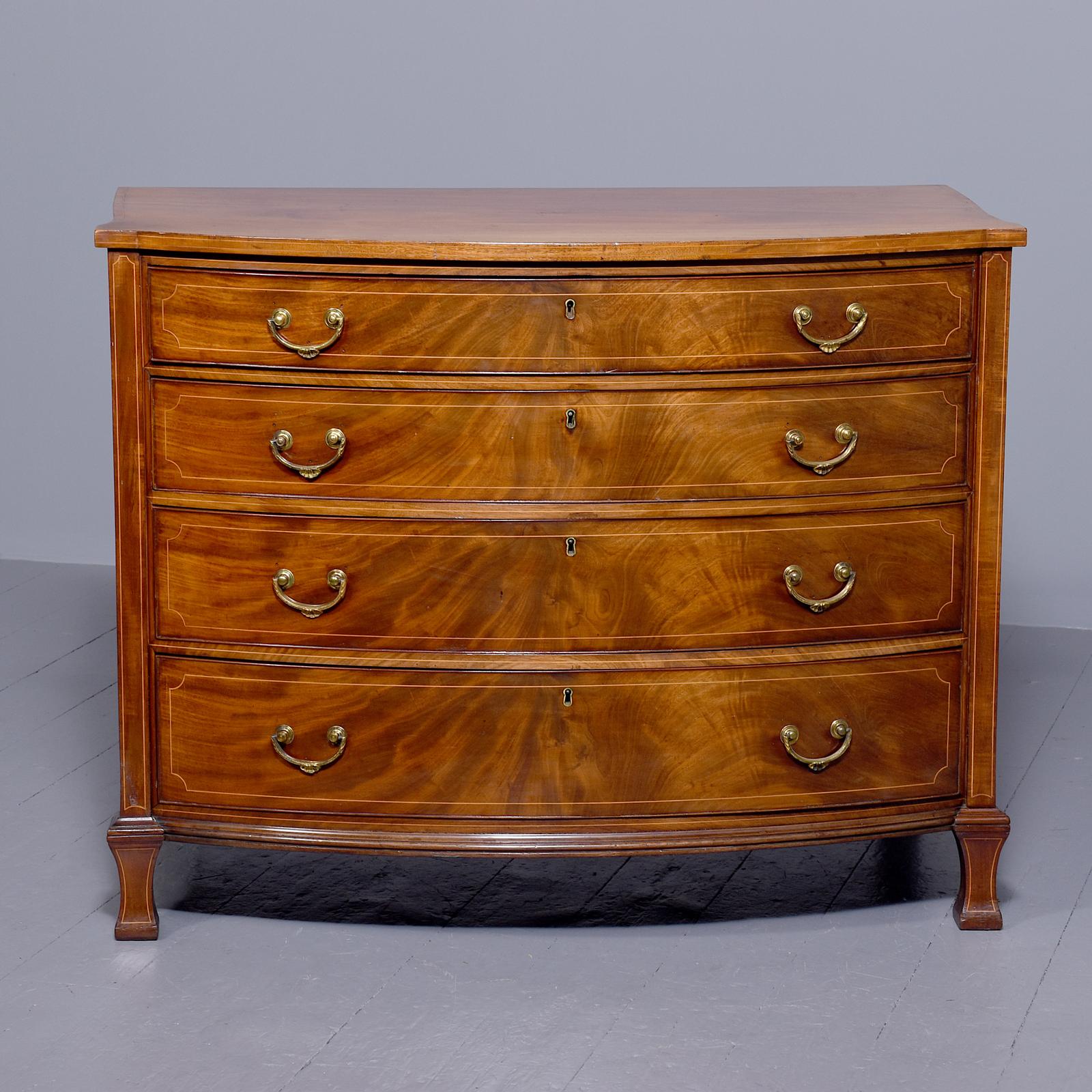 Exceptional Quality Inlaid Mahogany Bow Fronted Chest (1 of 7)