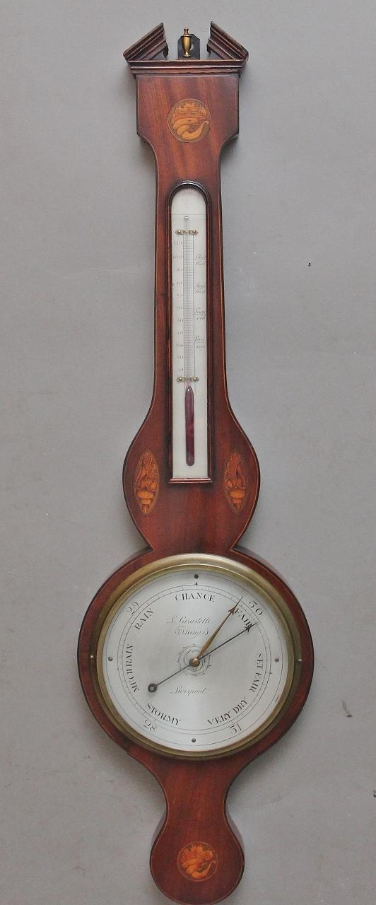 19th Century Inlaid Mahogany Banjo Barometer by L Casatelli of Liverpool (1 of 8)