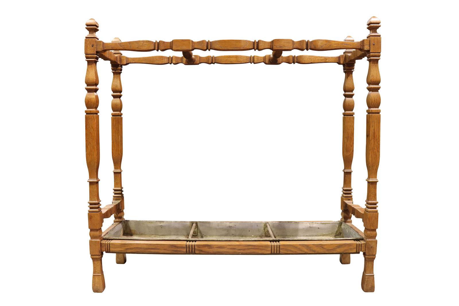 Late 19th Century Oak Umbrella & Stick Stand with Drip Tray c.1880 (1 of 4)