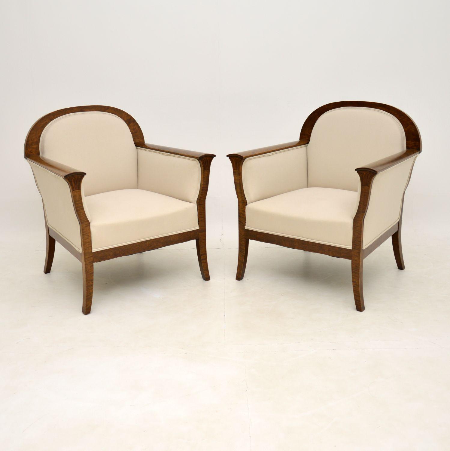 Pair of Antique Swedish Satin Birch Armchairs (1 of 10) Pair of Antique Swedish Satin Birch Armchairs (1 of 10)