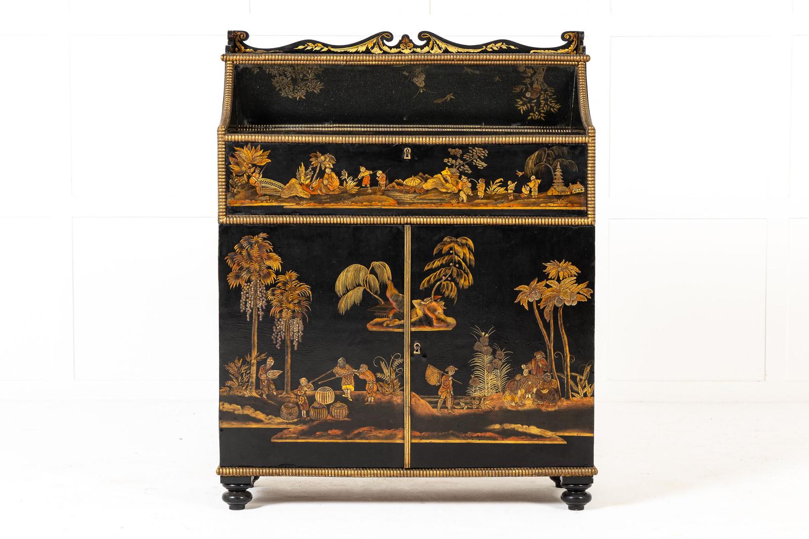 Important 19th Century Regency Period Japanned Side Cabinet (1 of 30)
