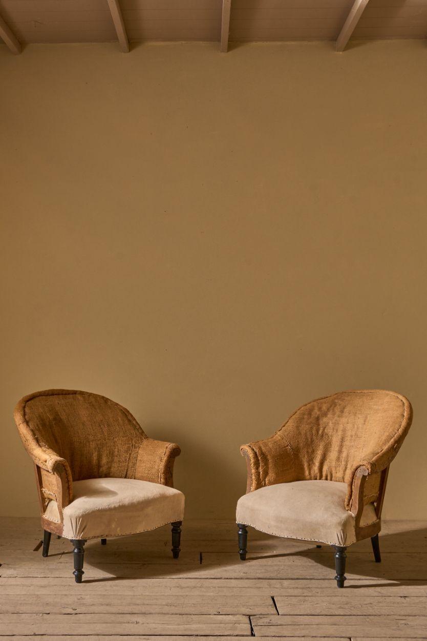 Pair of Napoleon III Hessian Tub Chairs (1 of 5) Pair of Napoleon III Hessian Tub Chairs (1 of 5)